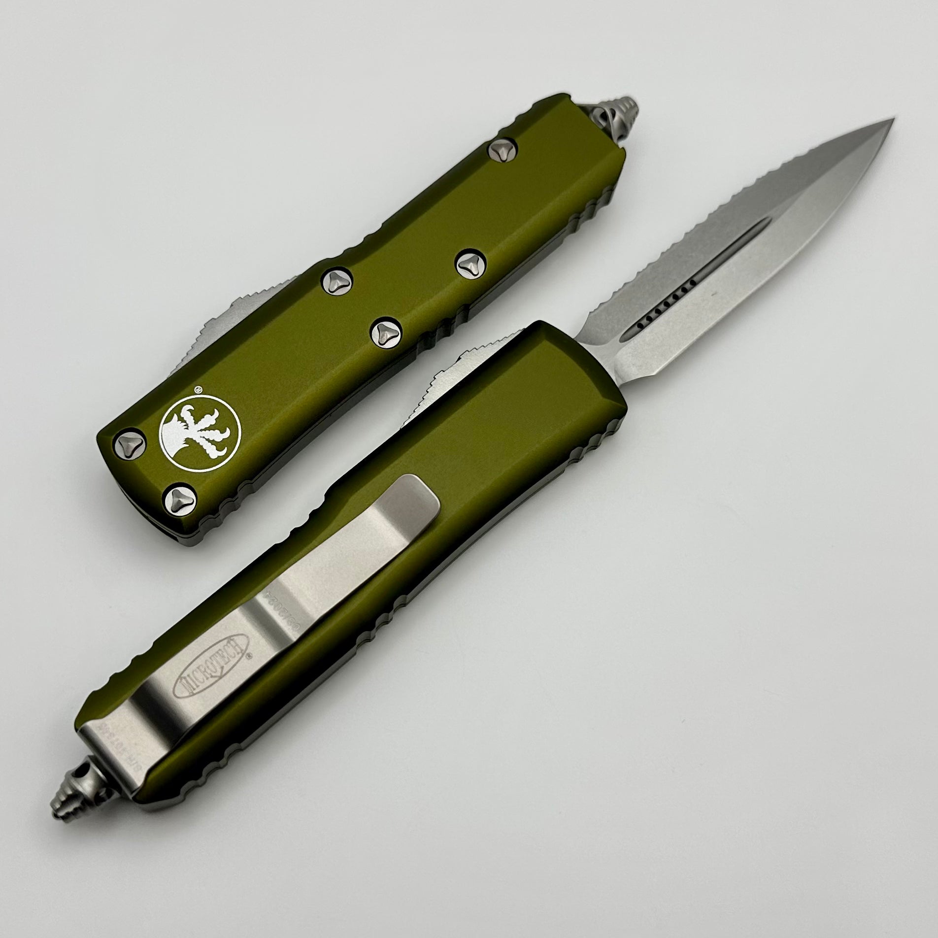 Premium Microtech UTX-85 Double Edge EDC Knife - Stonewash Finish & OD Green