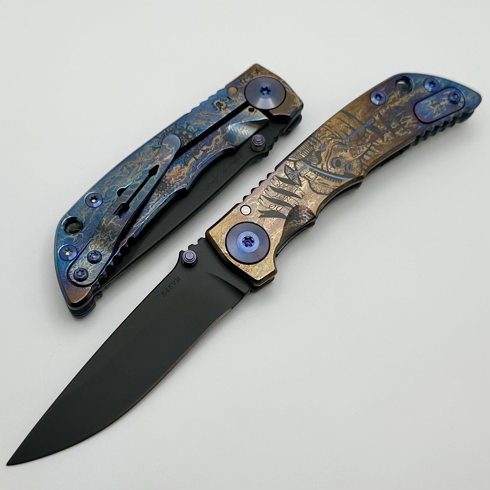 Spartan Blades Harsey Folder 3.25 Storm Watch Plague Doctor SF10 Custom - Premium Titanium EDC Knife