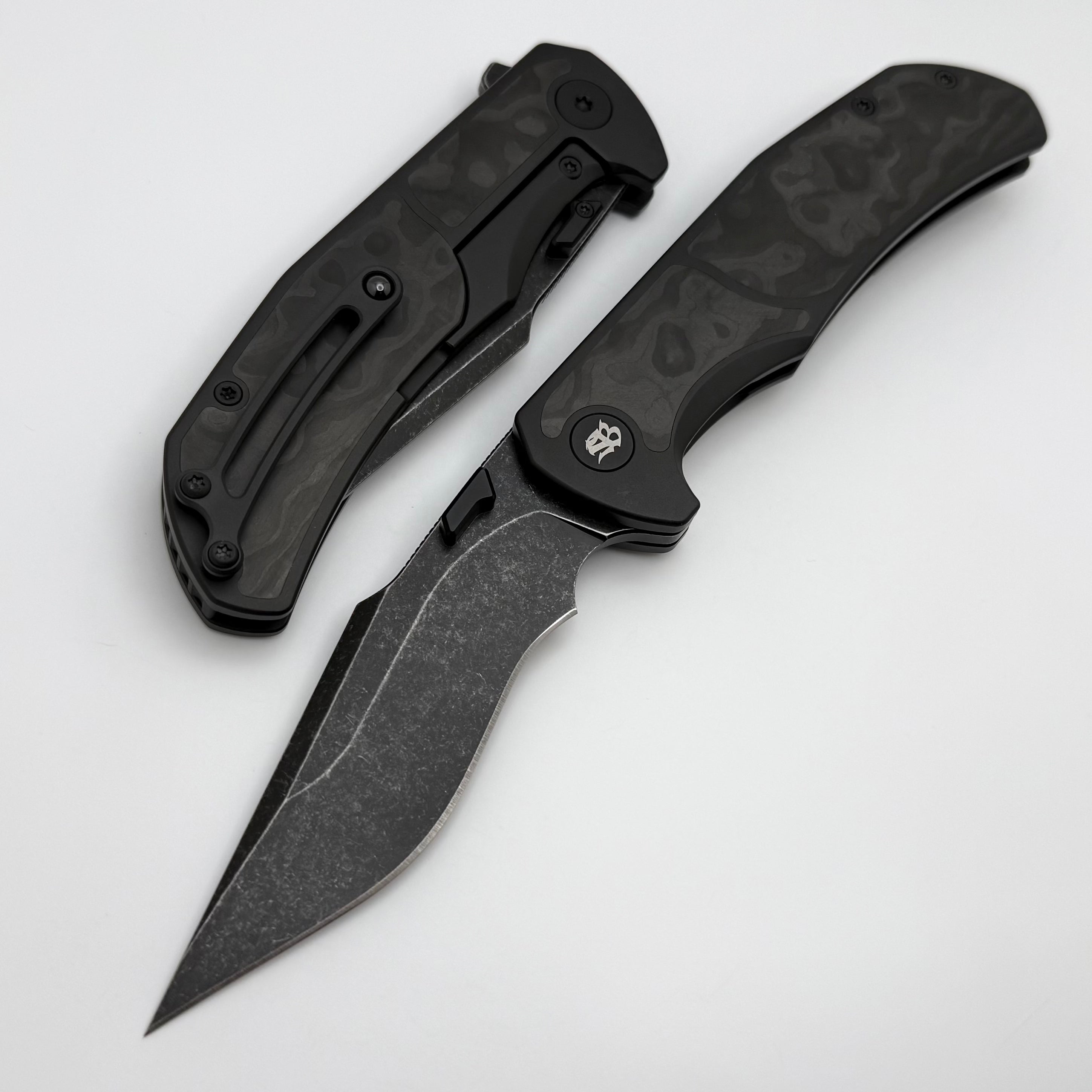 Mechforce Hellraiser Ultimate Black Titanium Folding Knife with Carbon Fiber Inlays