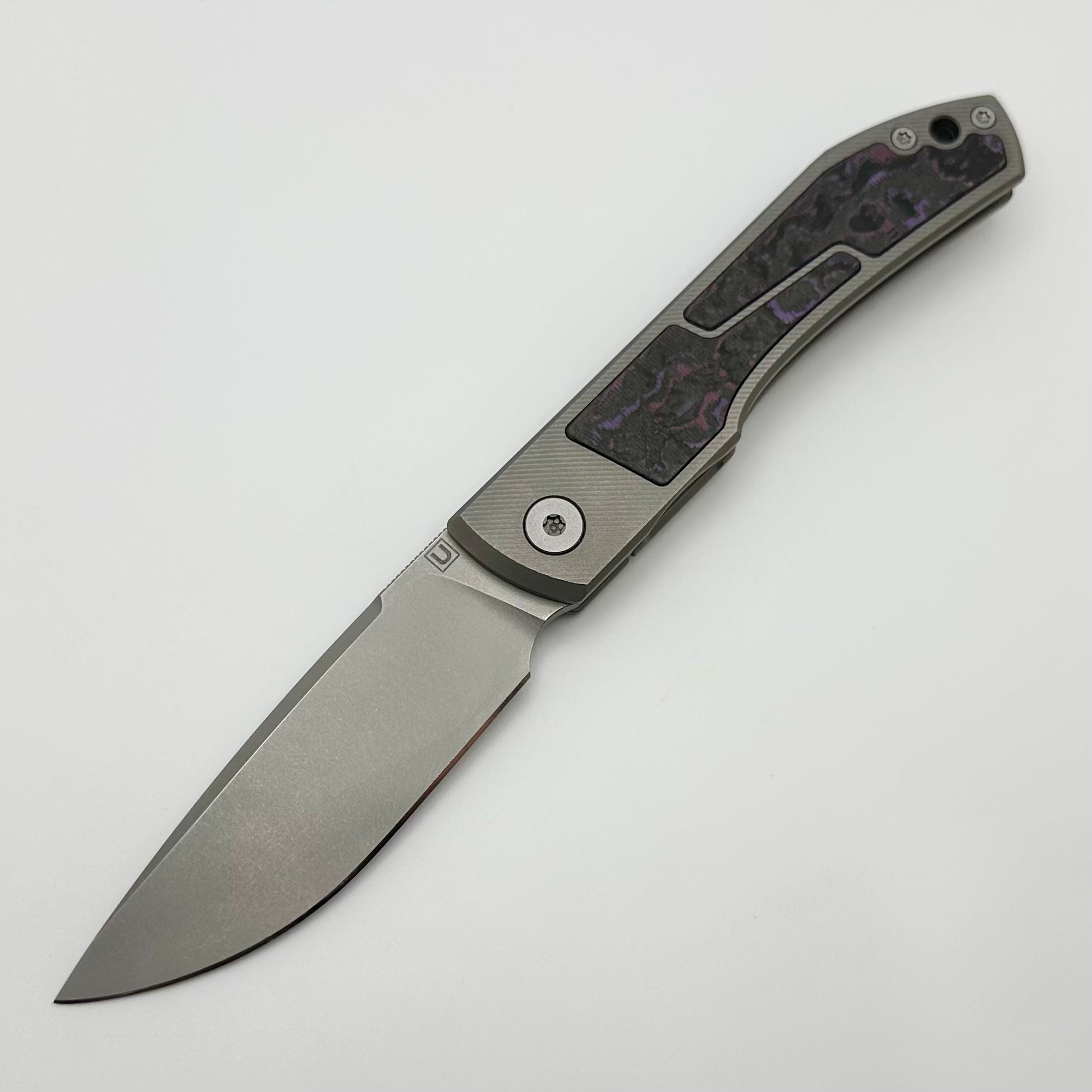 Premium Uldanov Sierra Titanium Folding Knife with Purple Haze Carbon Fiber & MagnaCut Blade