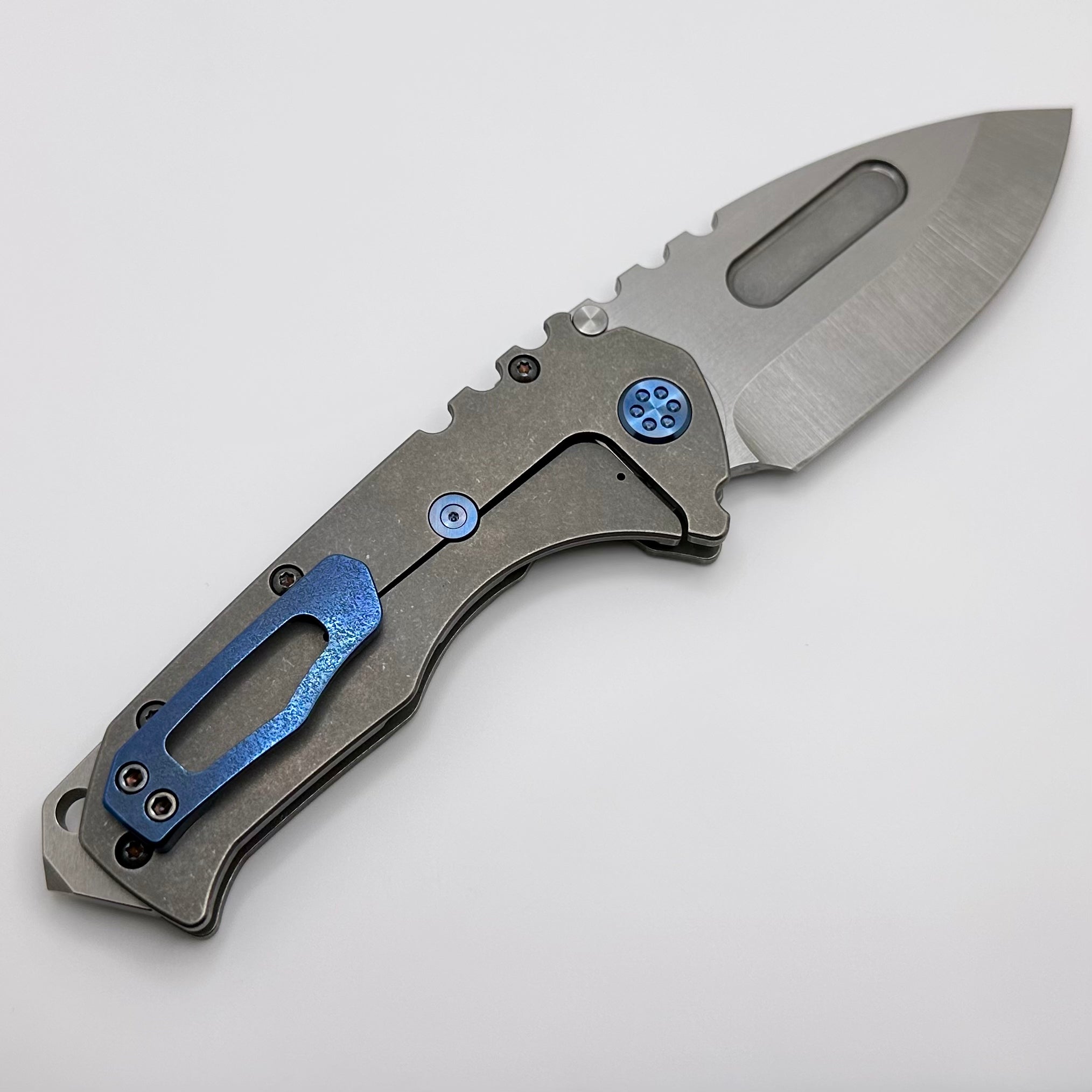 Medford Knife Praetorian T Drop Point - Premium Tactical Blade with Blue Hardware