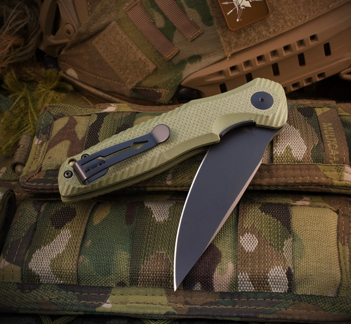 Spartan Blades Poros Ultimate EDC Flipper Knife - 154CM Steel & OD Green G-10