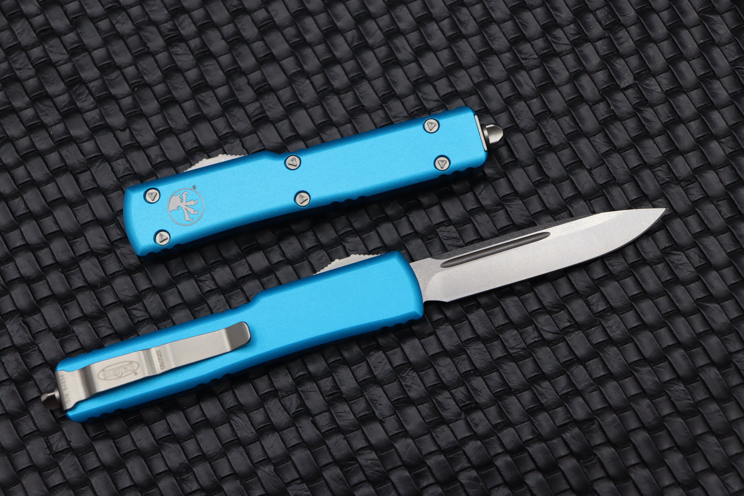 Microtech UTX-70 Premium Compact Knife - Stonewash Finish & Turquoise Accents