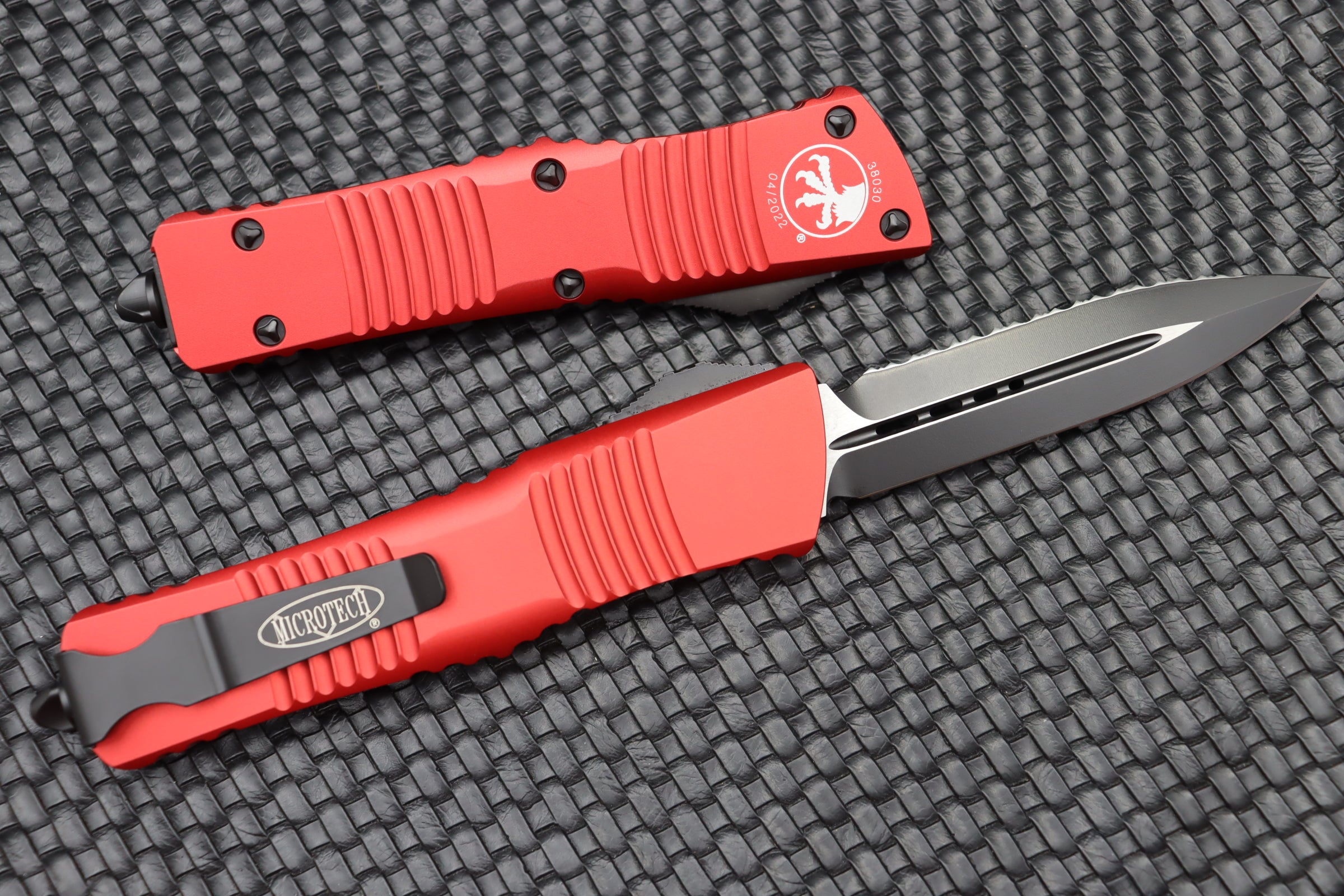 Microtech Combat Troodon Ultimate Tactical Knife - Black Full Serrated & Red Edition