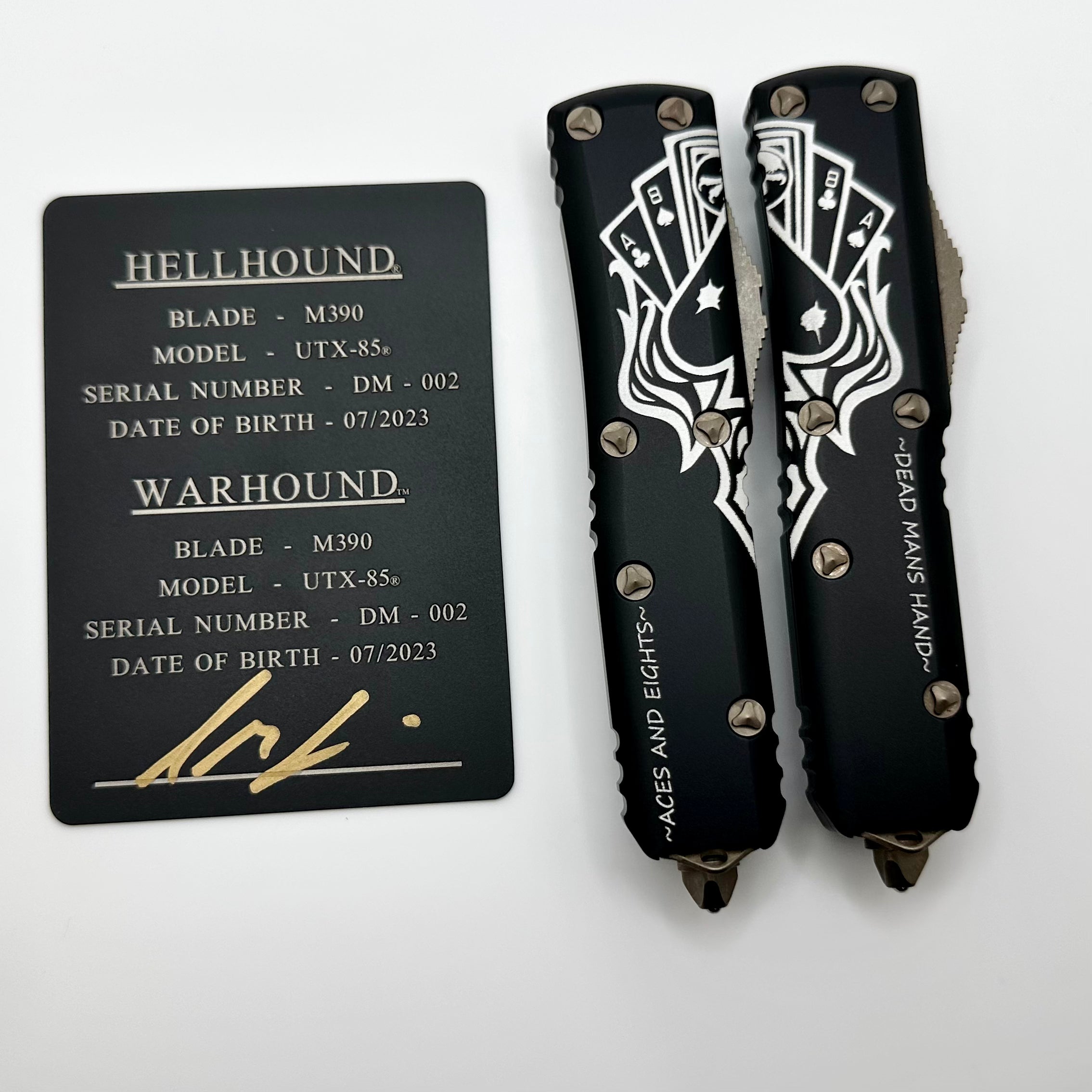 Microtech UTX-85 Signature Series Bronze Apocalyptic Set - Dead Man's Hand Hellhound & Warhound