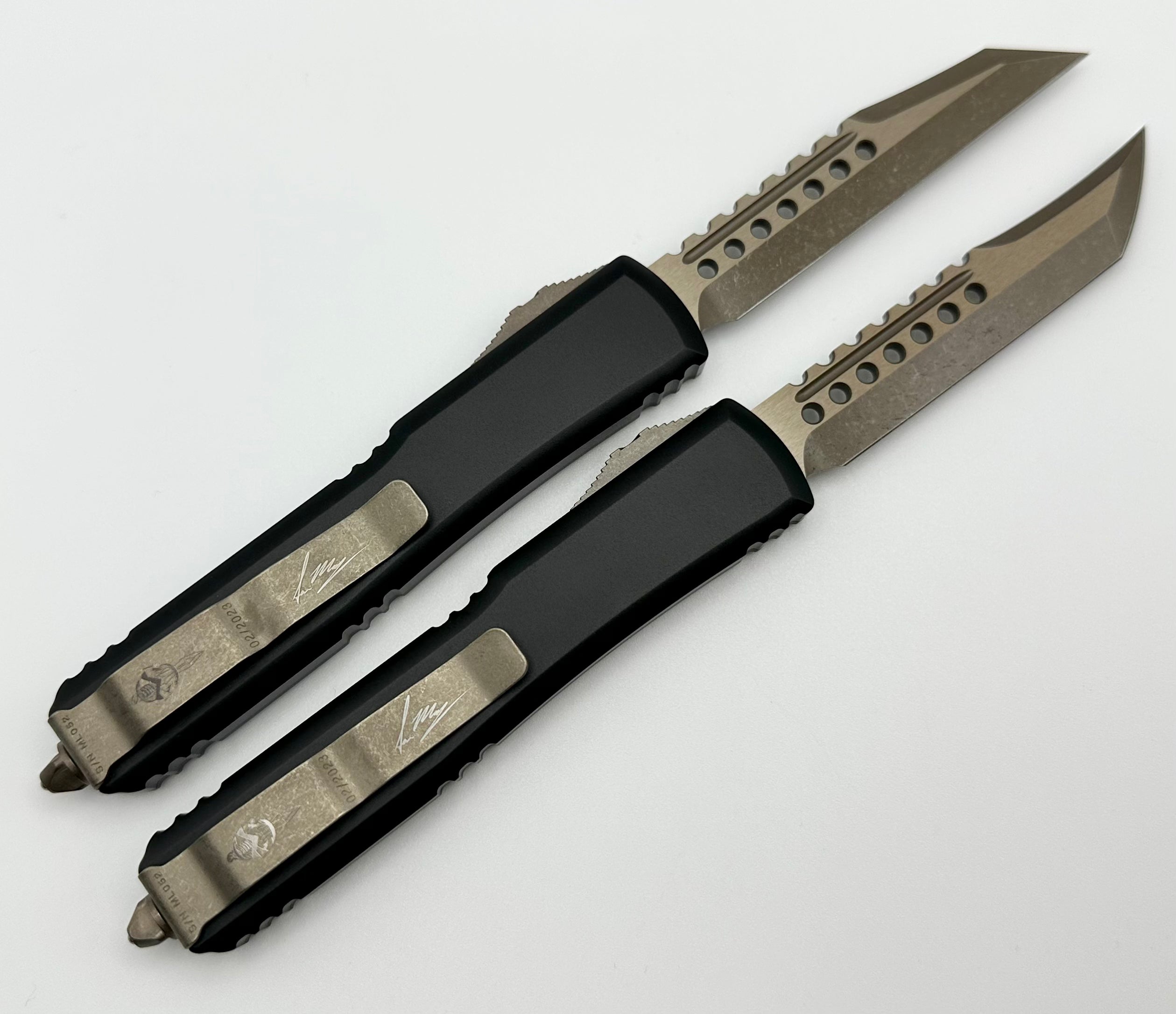 Microtech Ultratech Molon Labe Hellhound & Warhound Signature Set - Bronze Apocalyptic Edition