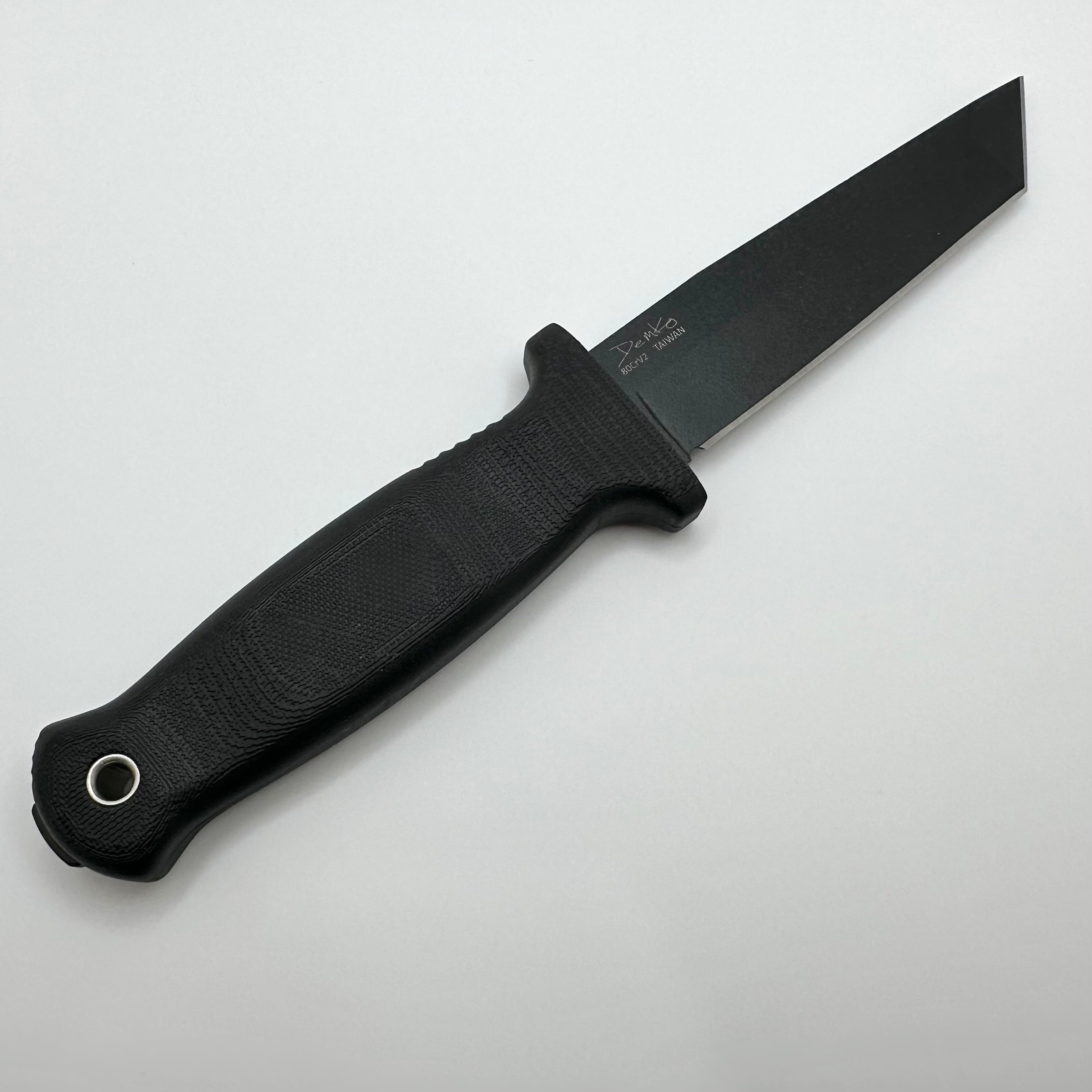 Premium Demko Armiger 4 Fixed Blade - Black Tanto 80CrV2 with TPR Handle