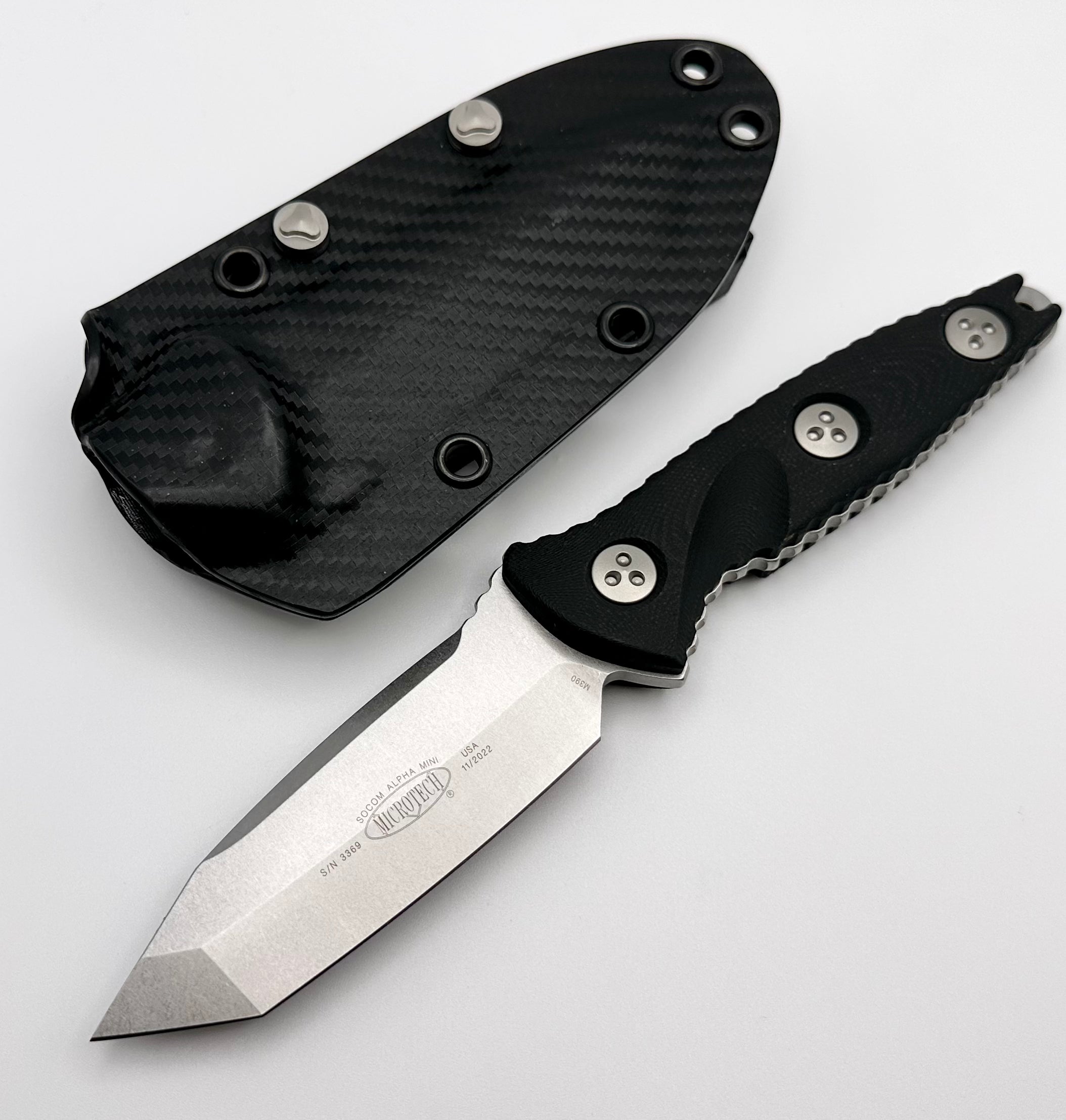 Microtech Socom Alpha Mini T/E Tanto Tactical Knife - Stonewash Finish