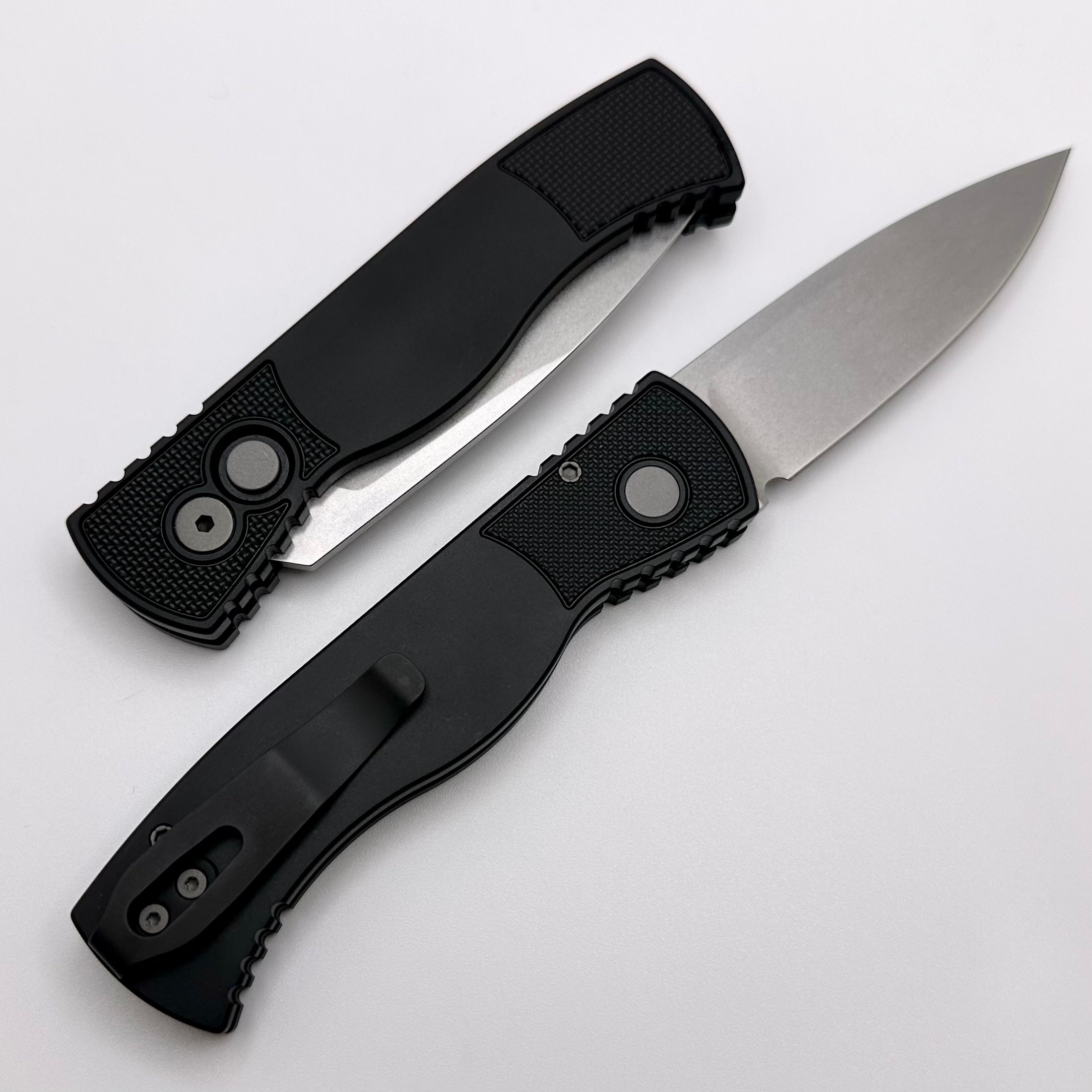 Pro-Tech TR-2 Tactical Auto Knife - Premium Black Aluminum Handle & Stonewash MagnaCut Blade