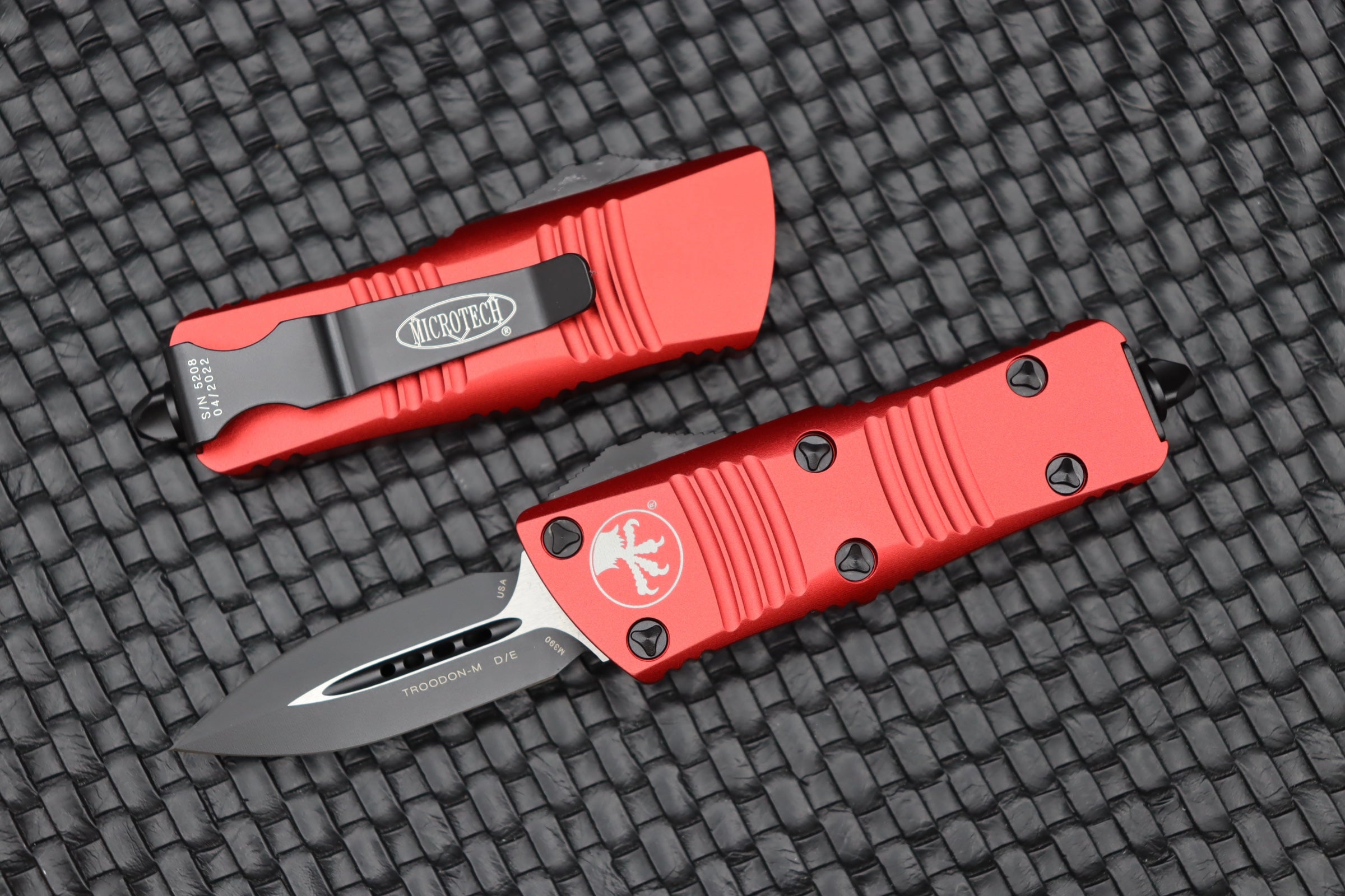 Microtech Troodon Mini Double Edge Black & Red OTF Knife