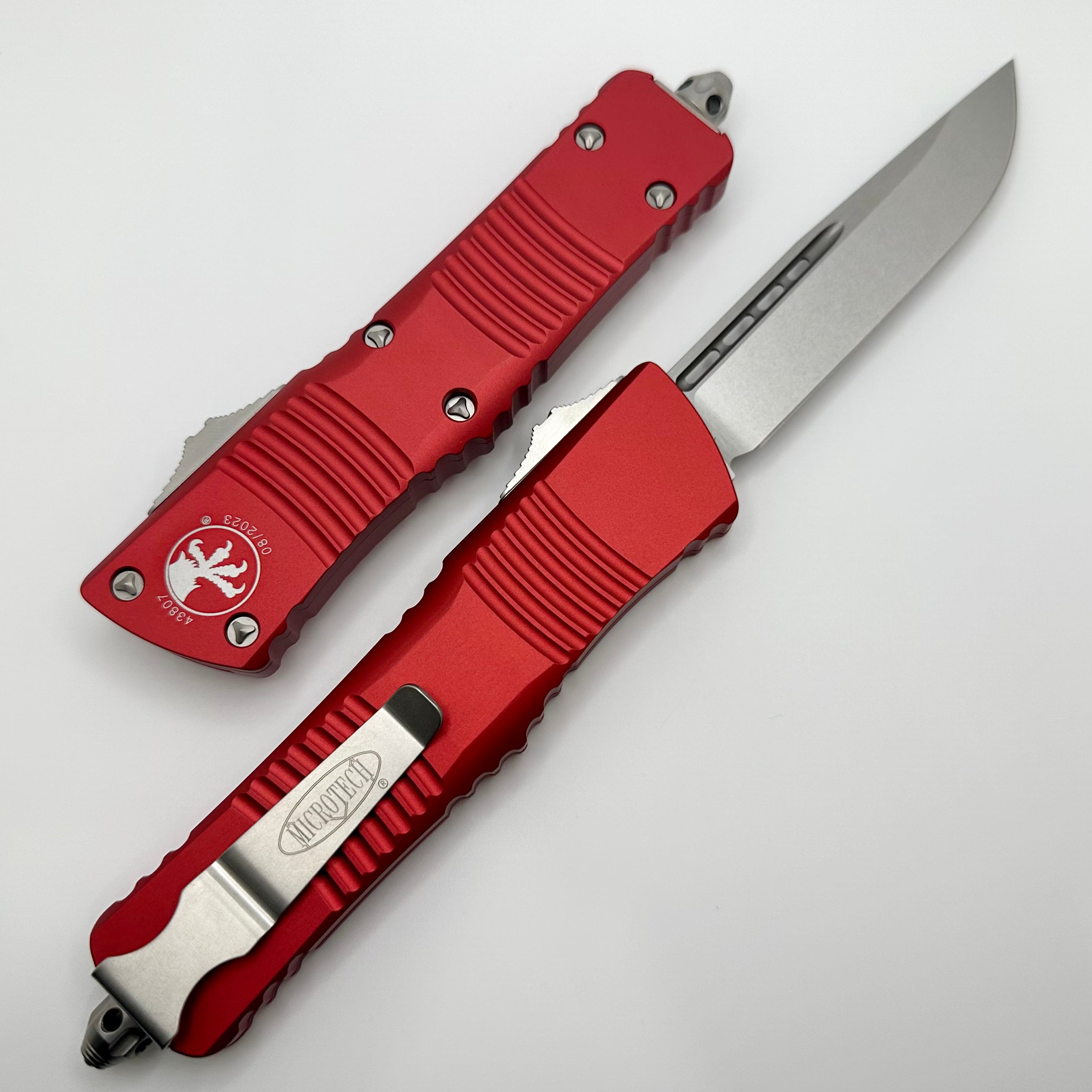 Microtech Combat Troodon Premium Tactical Knife - Stonewash & Red Finish