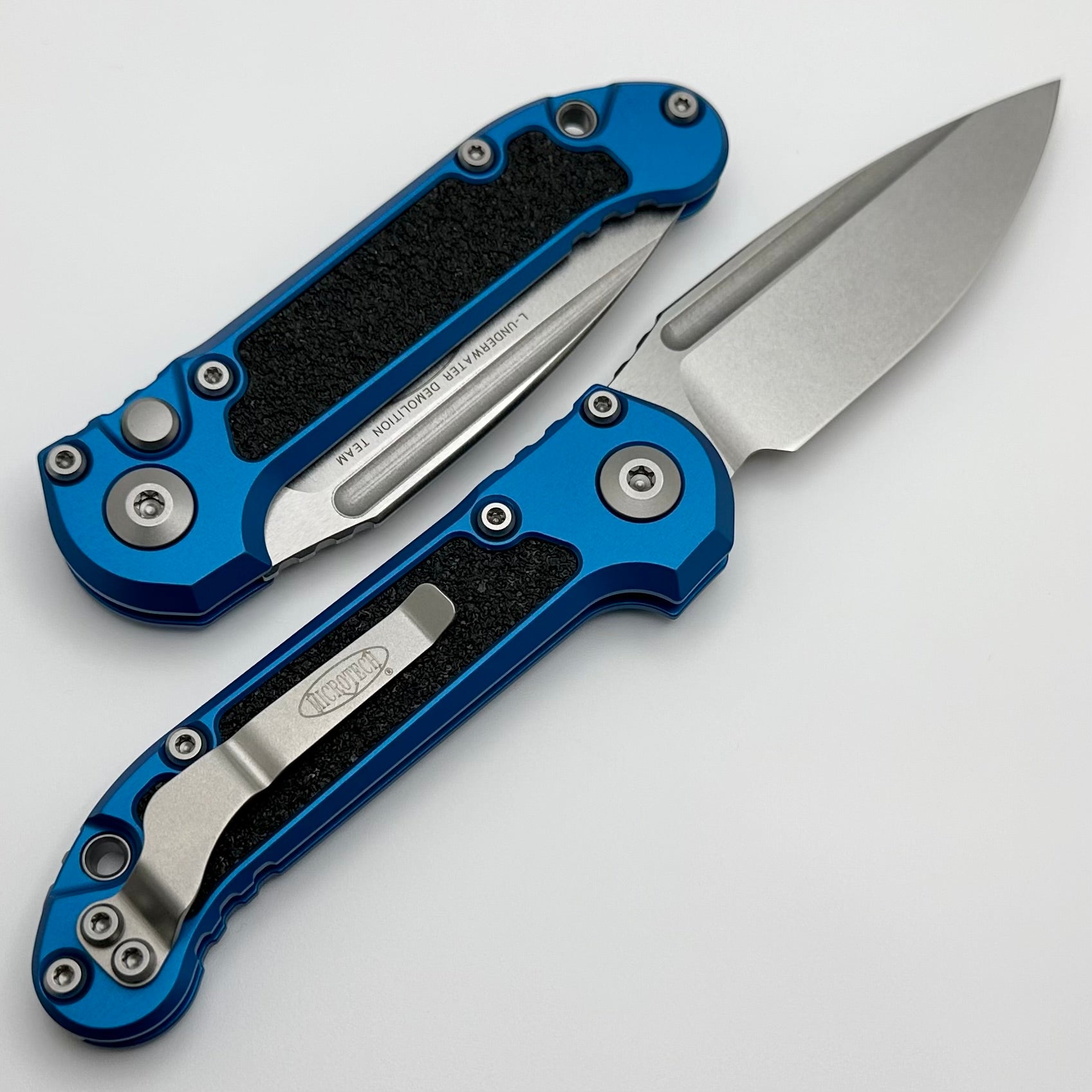 Premium Microtech LUDT Gen III Tactical Knife - Blue Aluminum Handle