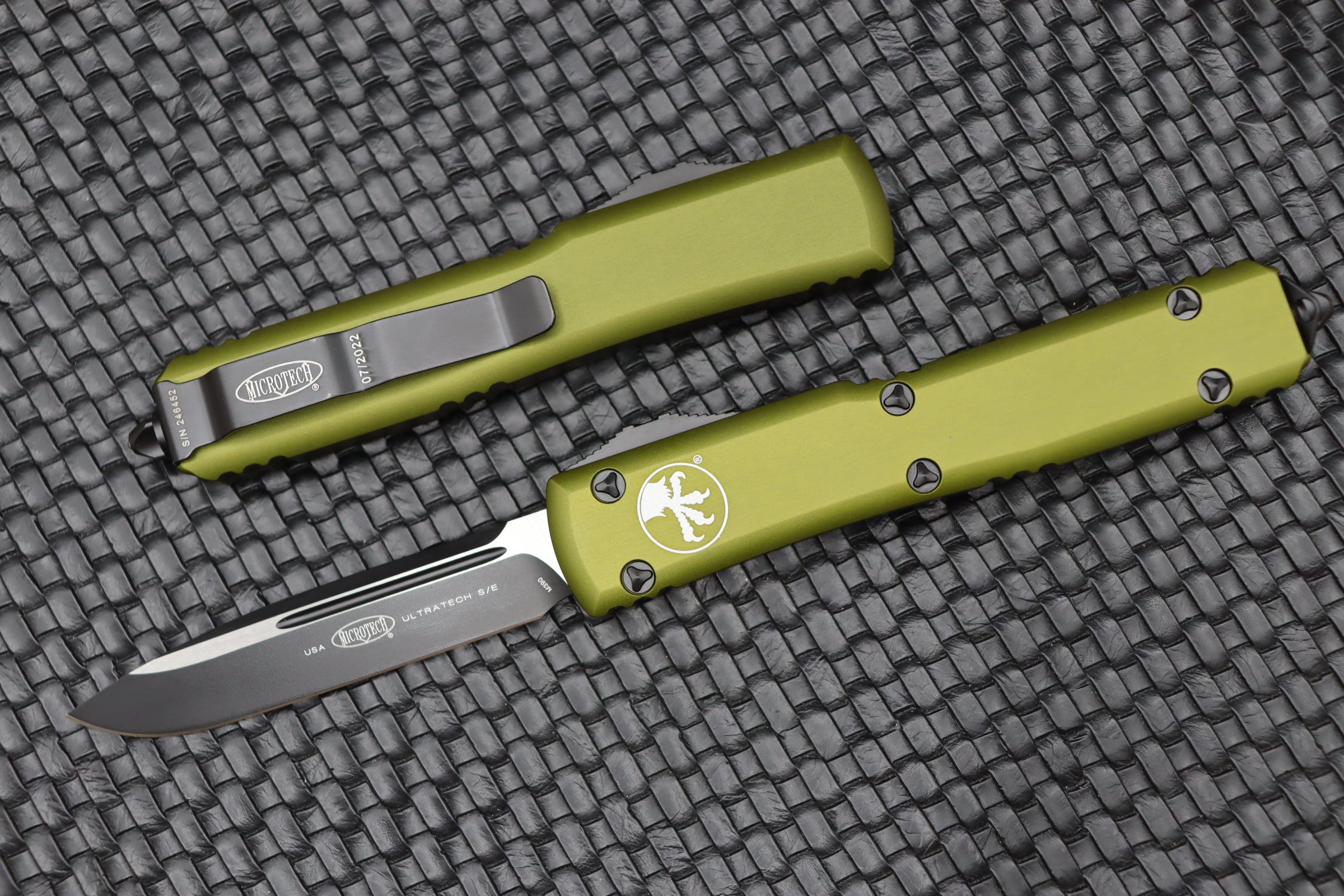 Microtech Ultratech Premium Tactical Knife - OD Green & Black Single Edge