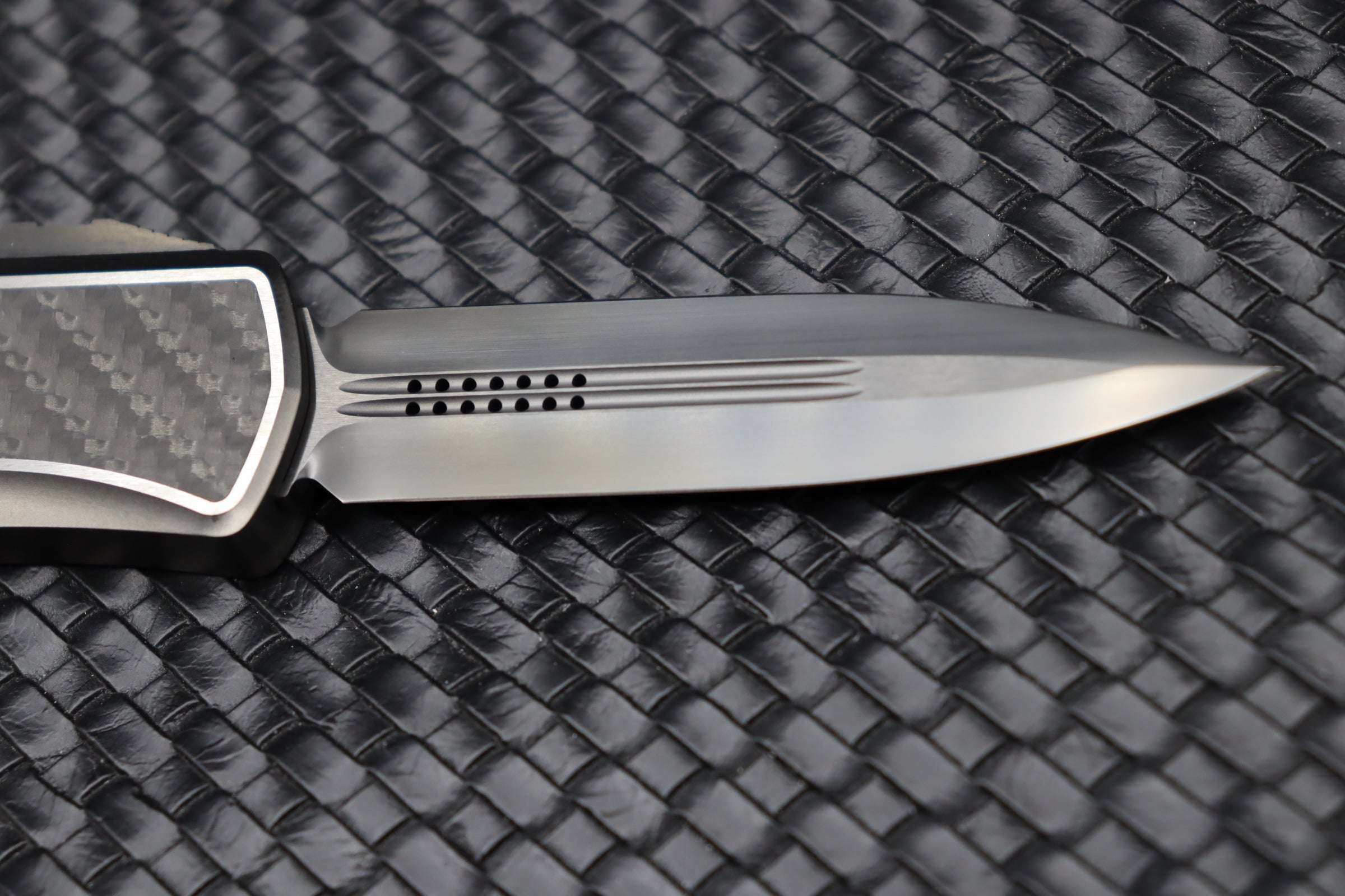 Marfione Hera DLC Satin Tactical Knife - Premium Titanium Handle with Carbon Fiber Inlays