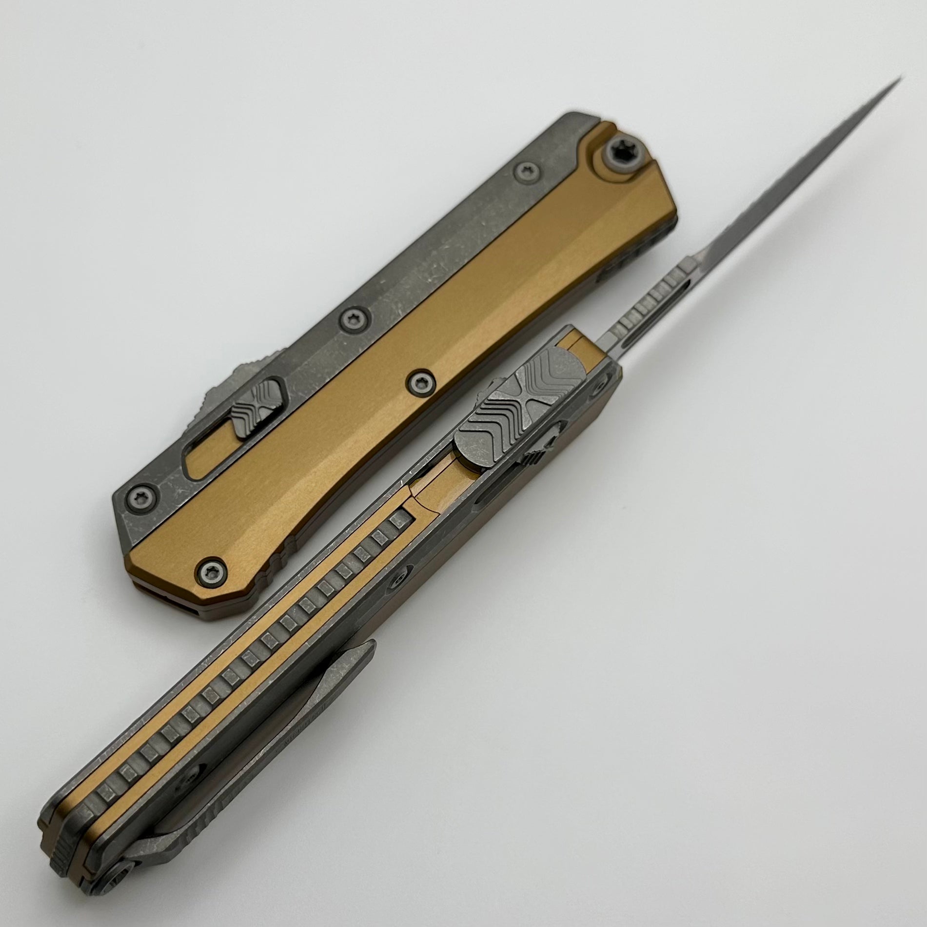 Premium Microtech Glykon Apocalyptic Bayonet - Partial Serrated, Tan Handle