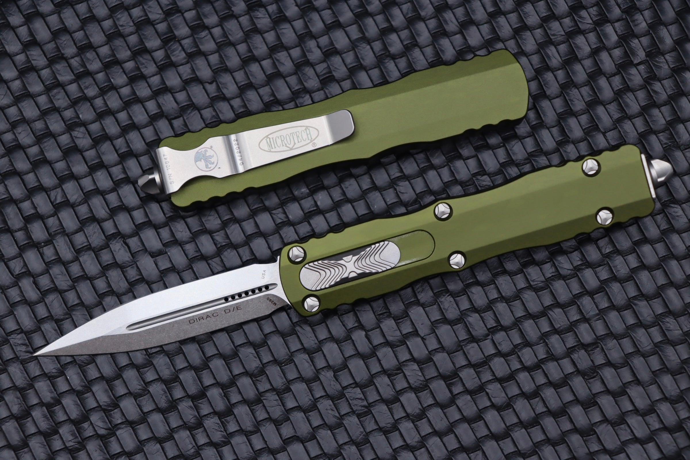 Microtech Dirac Double Edge Stonewash OTF Knife - Premium M390 Blade & OD Green Handle