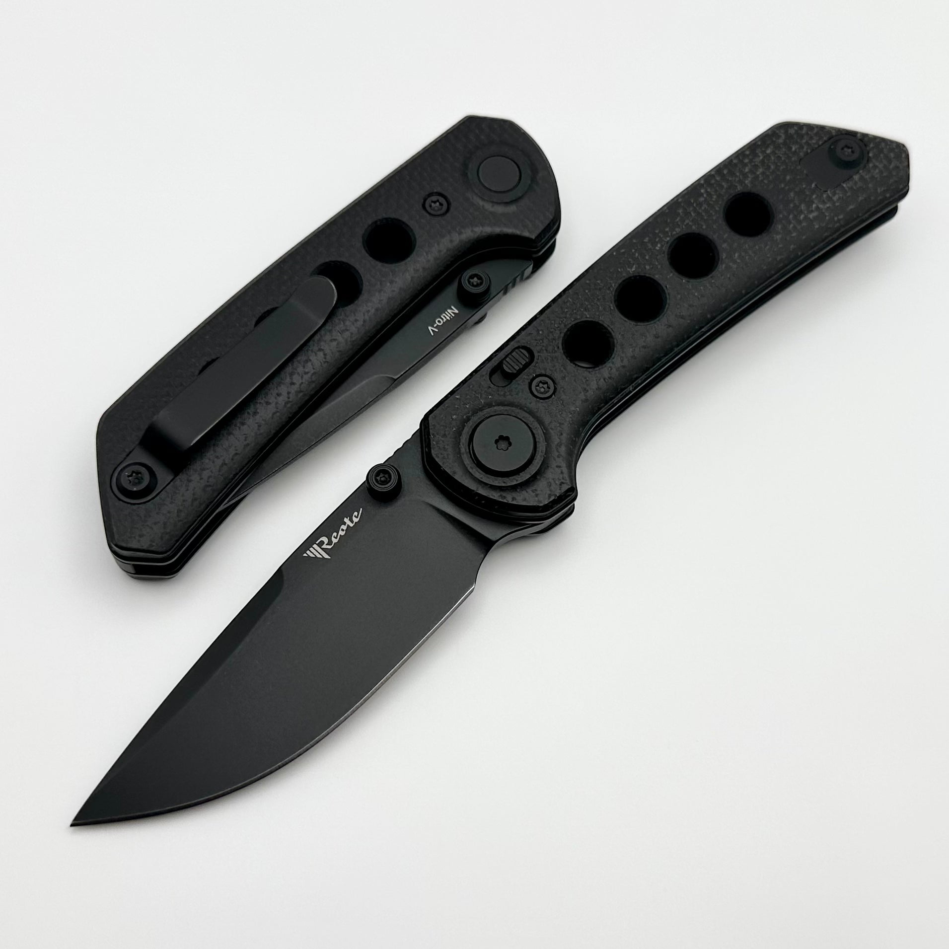 Reate Knives PL-XT Ultimate Tactical Folder - Black Micarta & G-10 Inlays with PVD Coated Nitro-V Blade