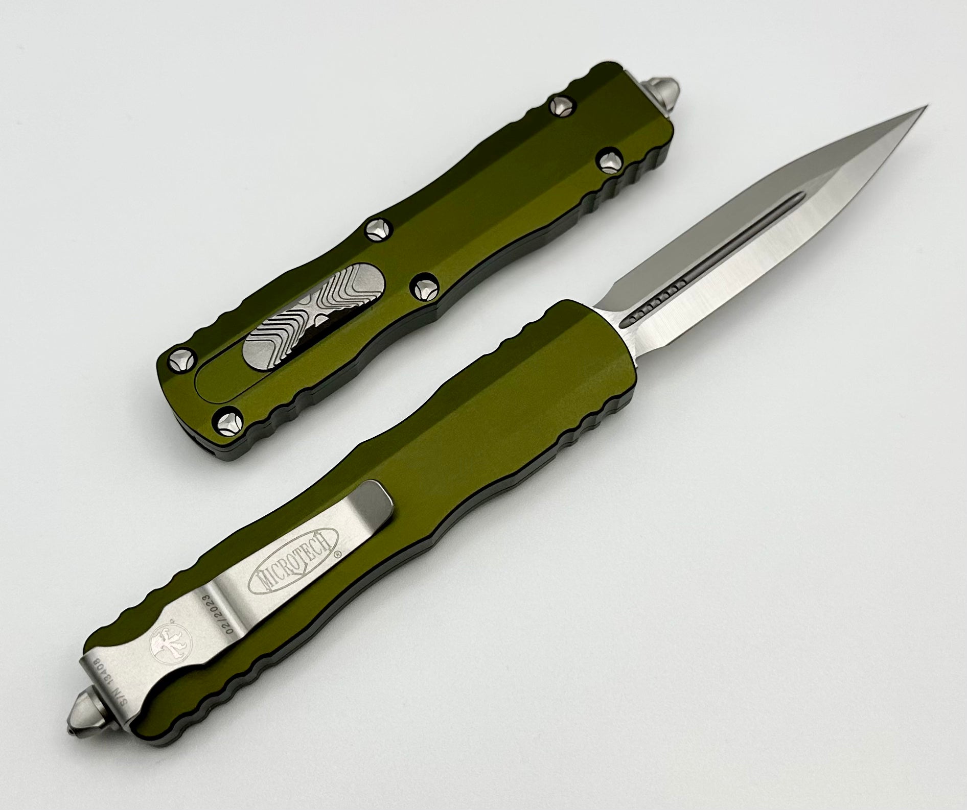 Microtech Dirac Double Edge Satin Standard & OD Green 225-4OD | Premium OTF Knife for Everyday Carry