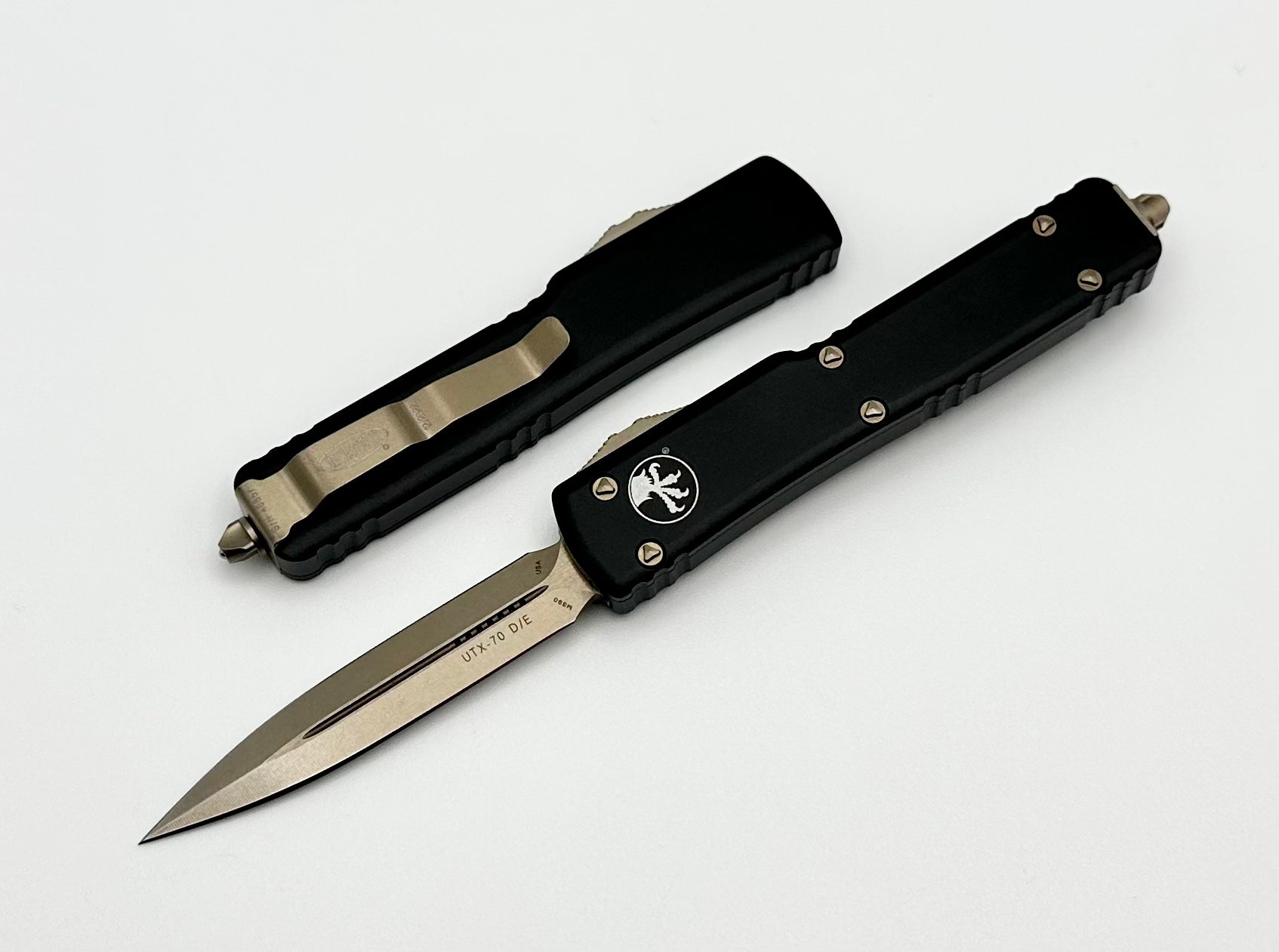 Premium Microtech UTX-70 Double Edge Bronze Tactical Knife