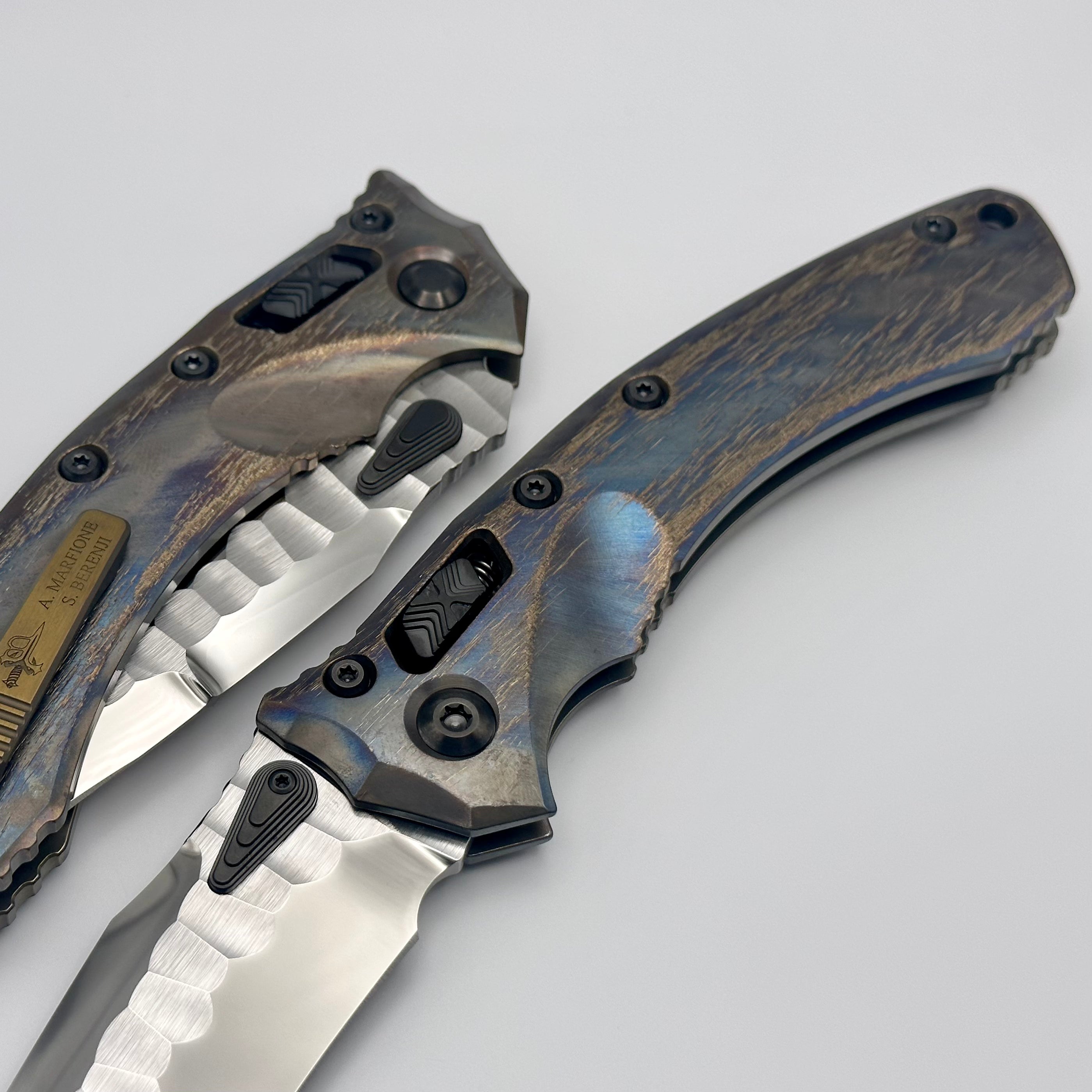 Marfione Custom Knives & Borka Blades Amphibian RAM-LOK - Premium M390 Blade & Cosmic Titanium with DLC Two-Tone Hardware