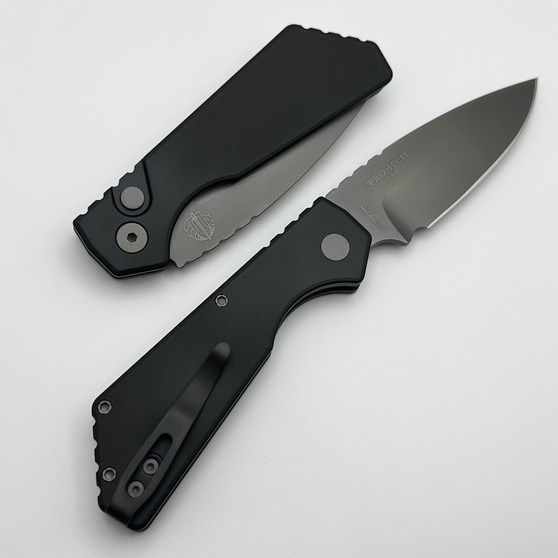 Ultimate Pro-Tech PT Plus Knife - Black Aluminum Handle with Smokey Gray DLC MagnaCut Blade