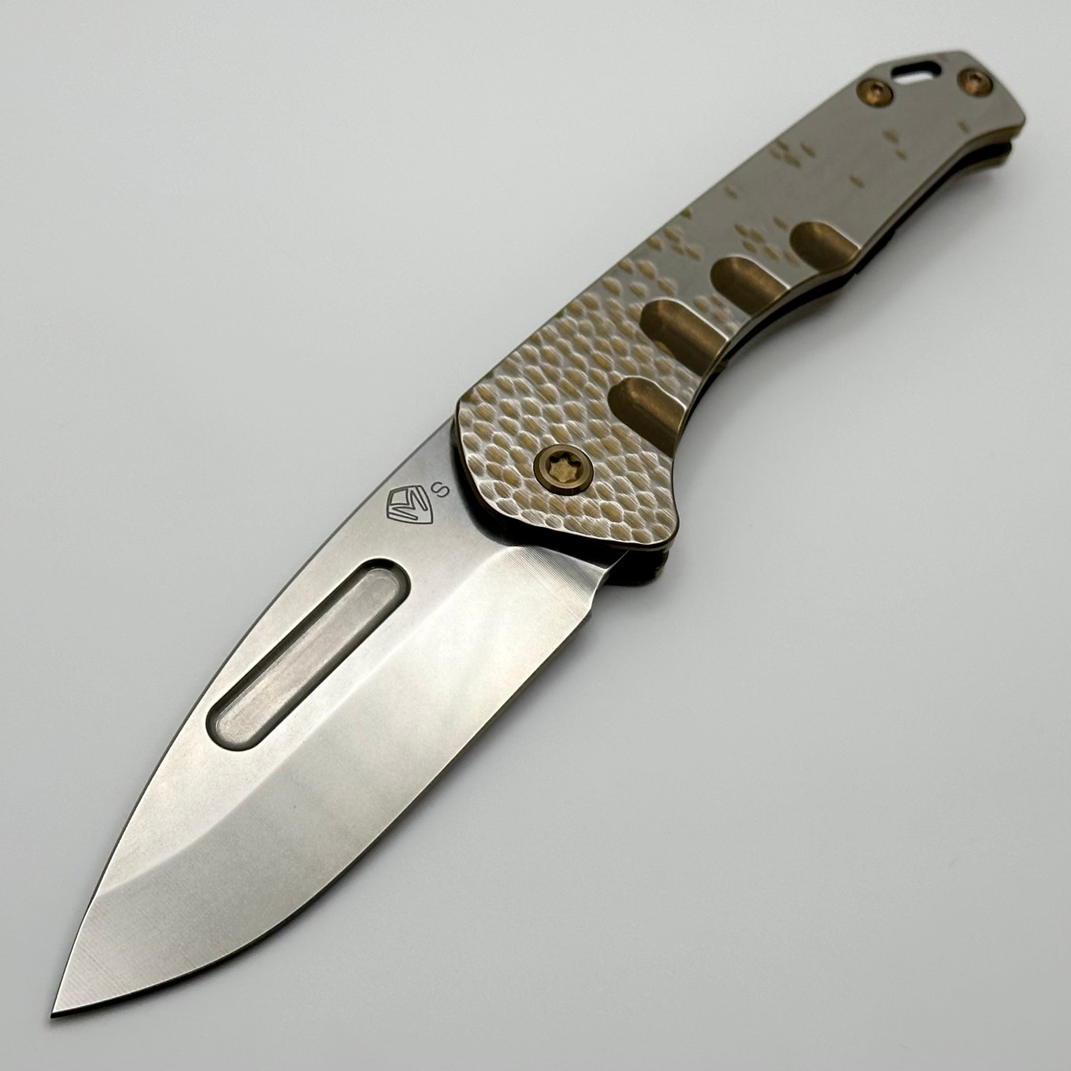 Medford Praetorian Slim S35VN Drop Point Knife - Bronze Cobblestone Fade Handles with Premium Bronze Hardware