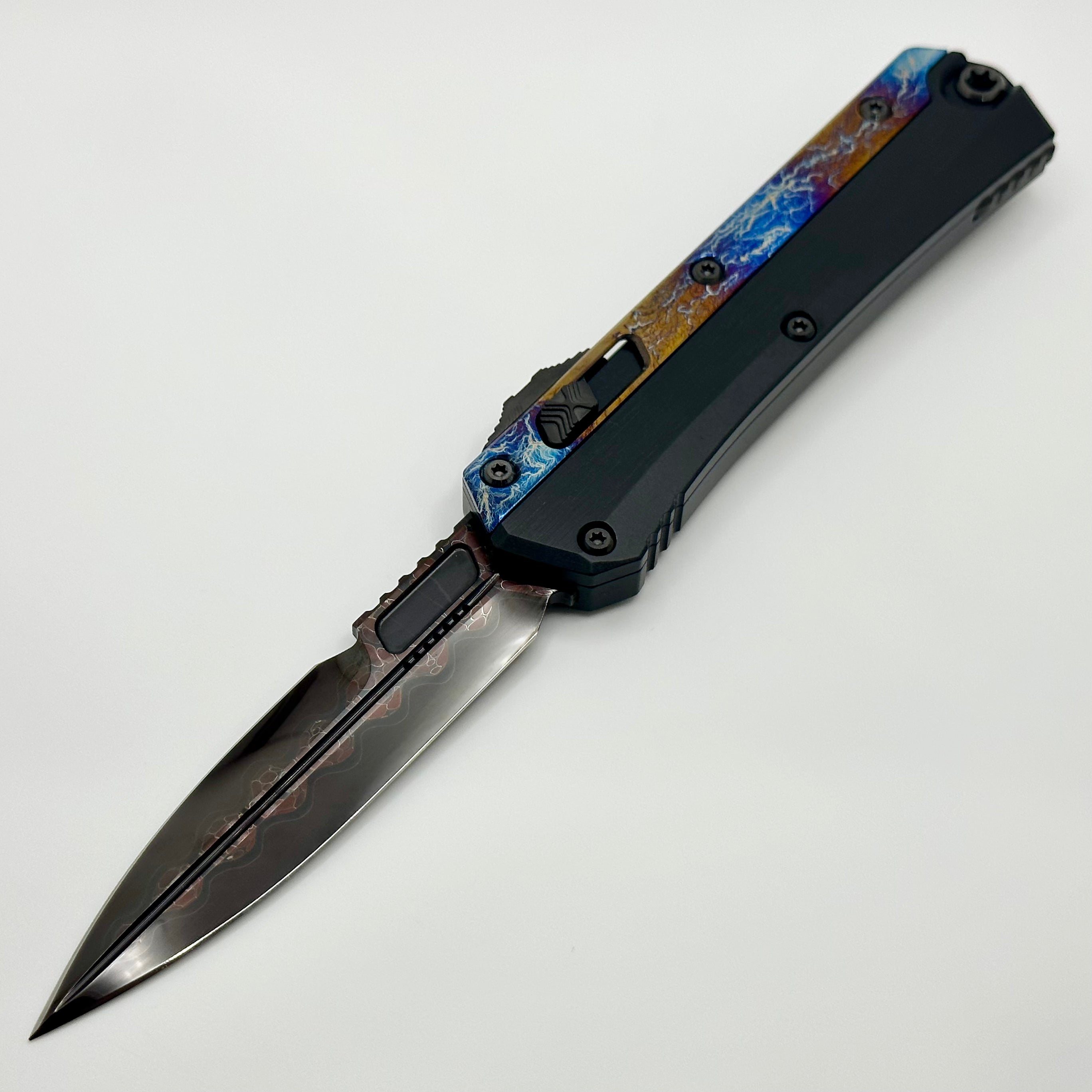 Marfione Custom Glykon Ultimate Damascus Knife - Galactic Acid Overlays