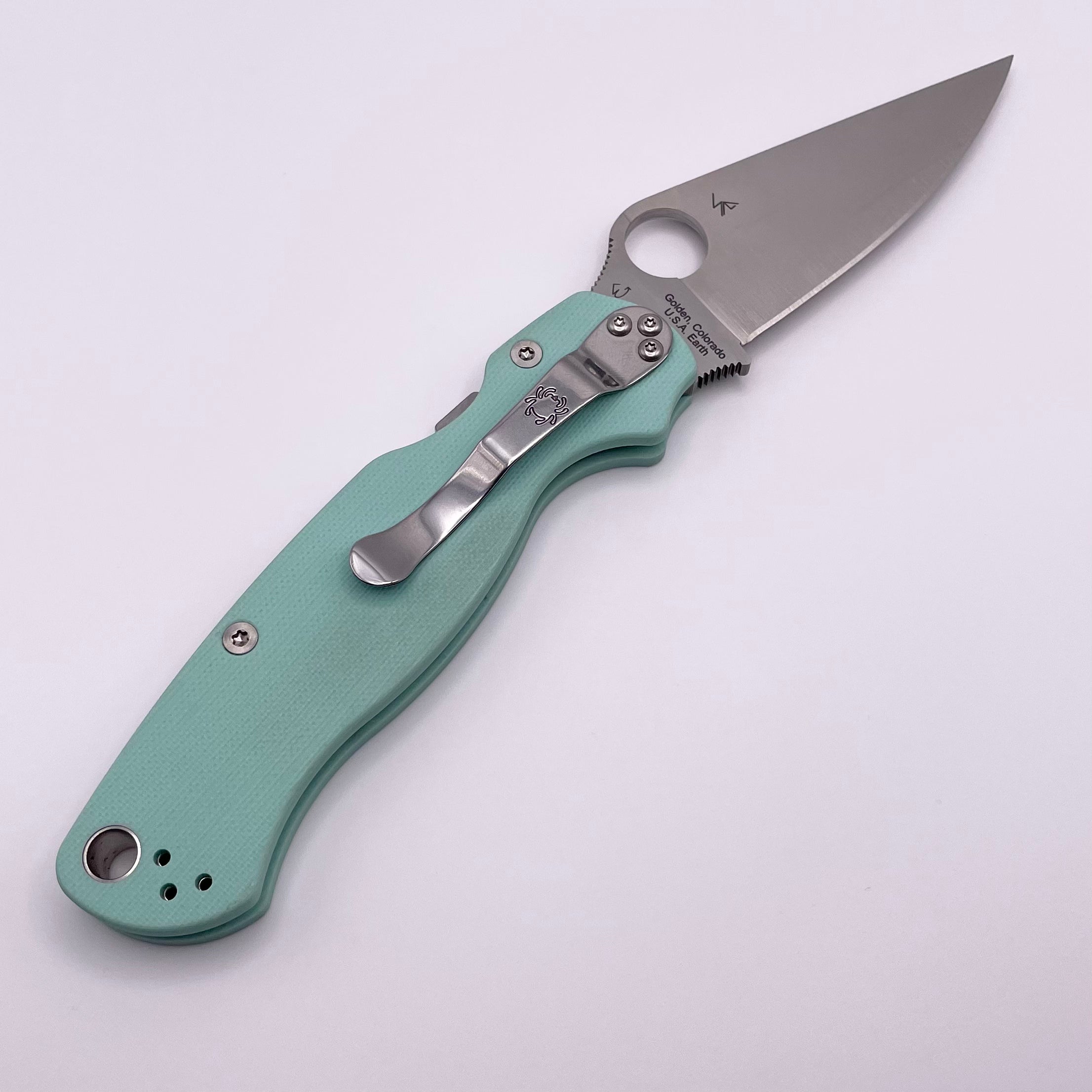 Spyderco Paramilitary 2 PM2 Teal G-10 & S90V - Premium Pre-Owned Tactical Knife