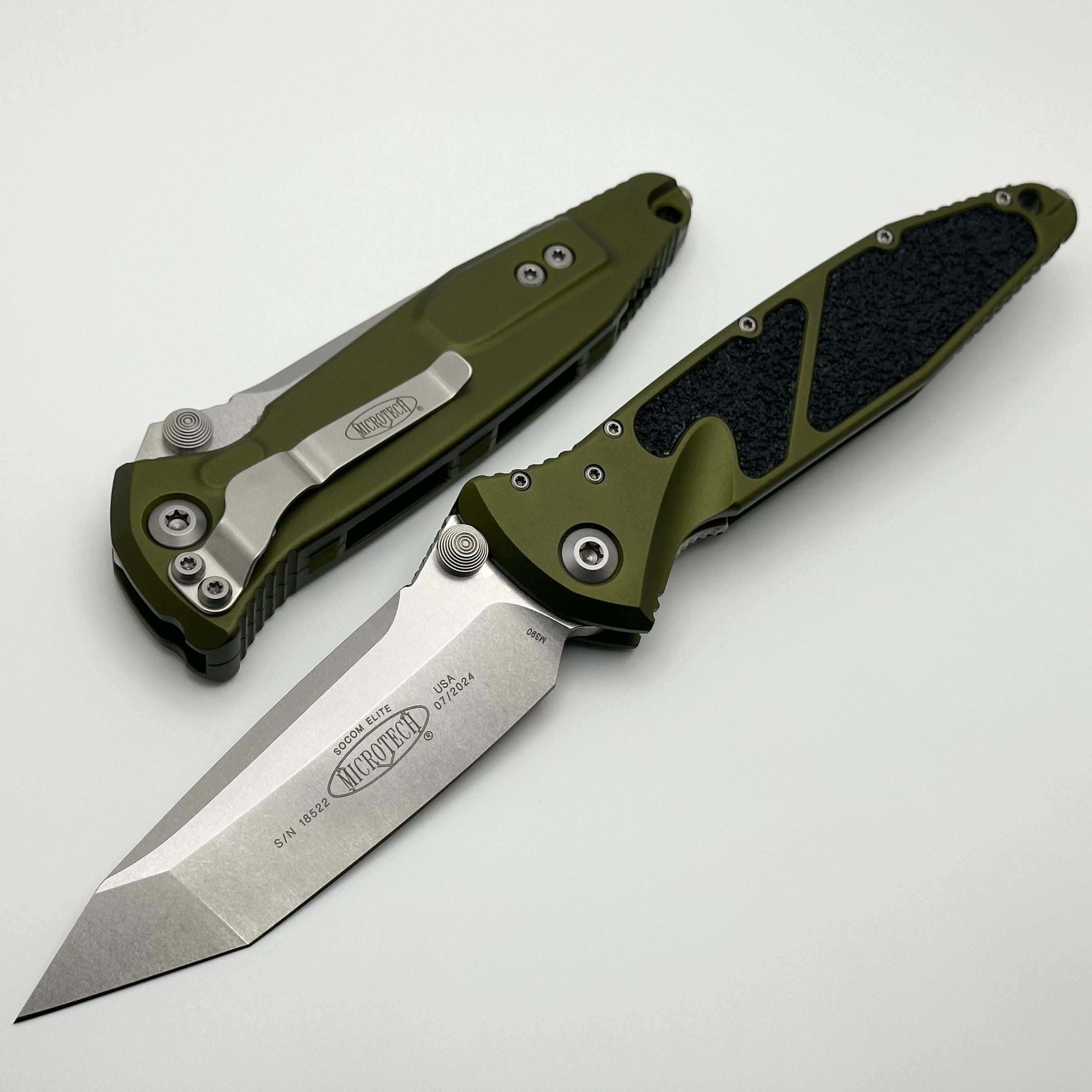 Microtech Socom Elite Tanto Manual/Auto Folding Knife - OD Green Stonewash