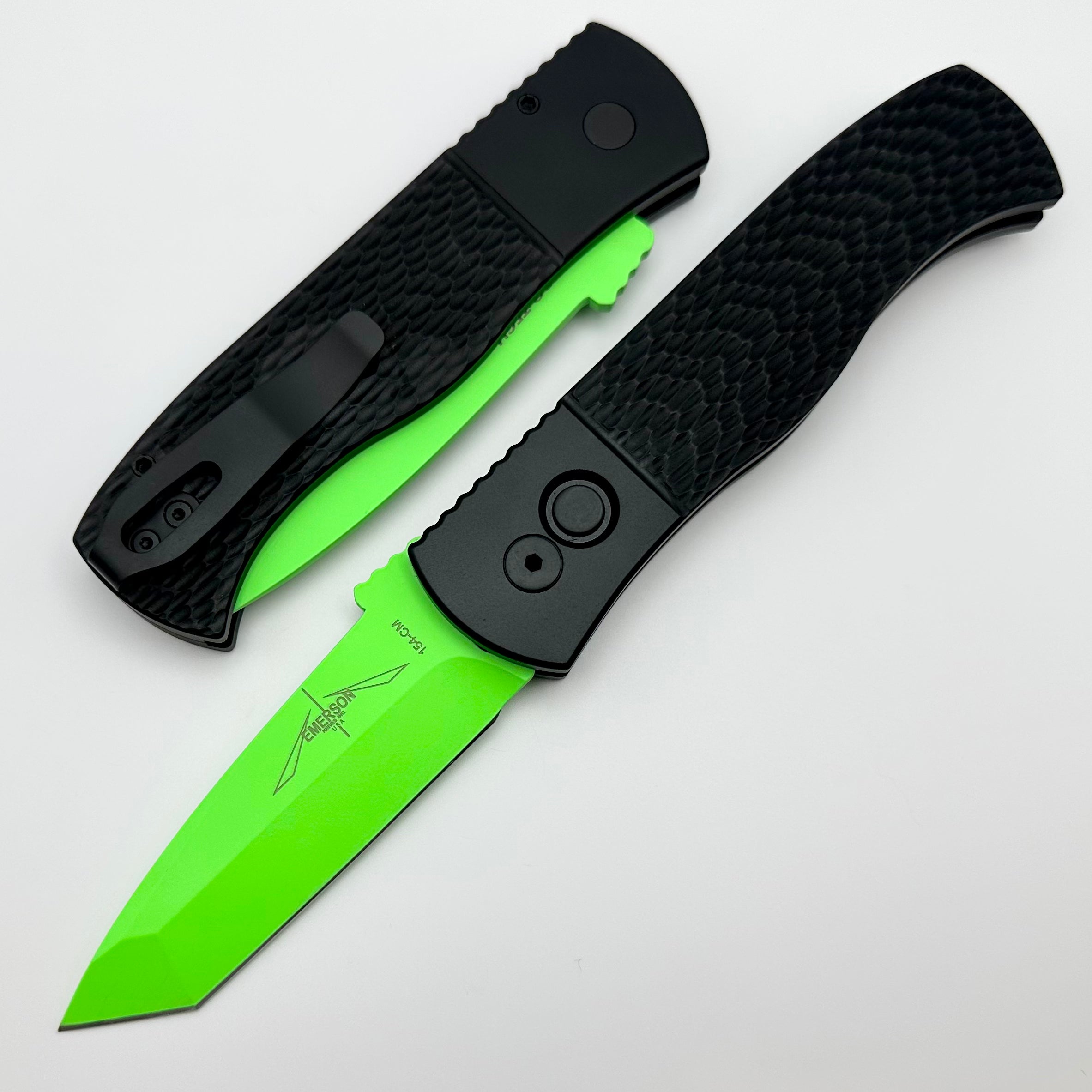 Pro-Tech CQC7 USN GXIV Ultimate Tactical Knife - Black Jigged Handle & Cerakote Green Chisel Tanto Blade