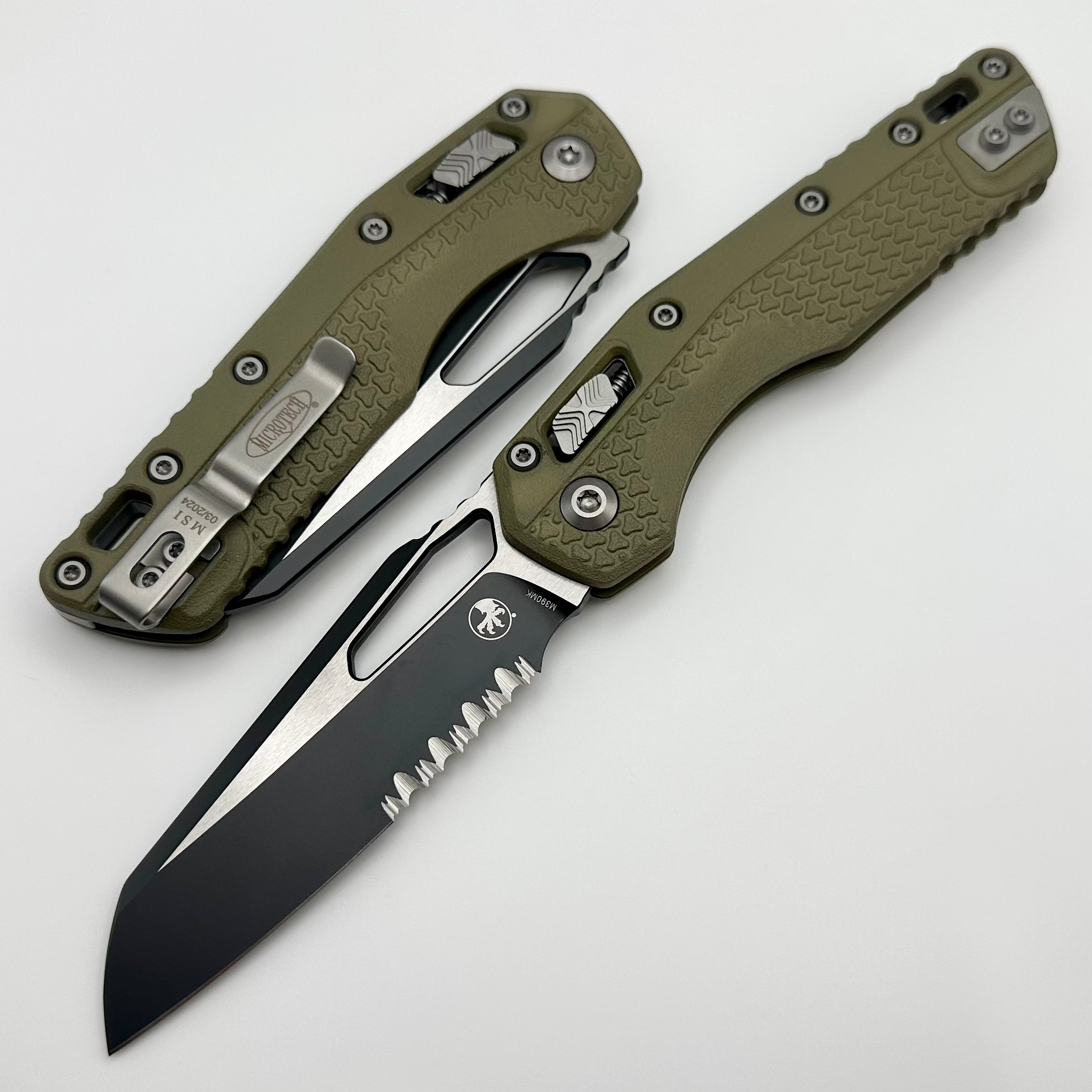 Microtech MSI RAM-LOK Tactical Folding Knife - OD Green Polymer & Black Serrated M390MK Blade