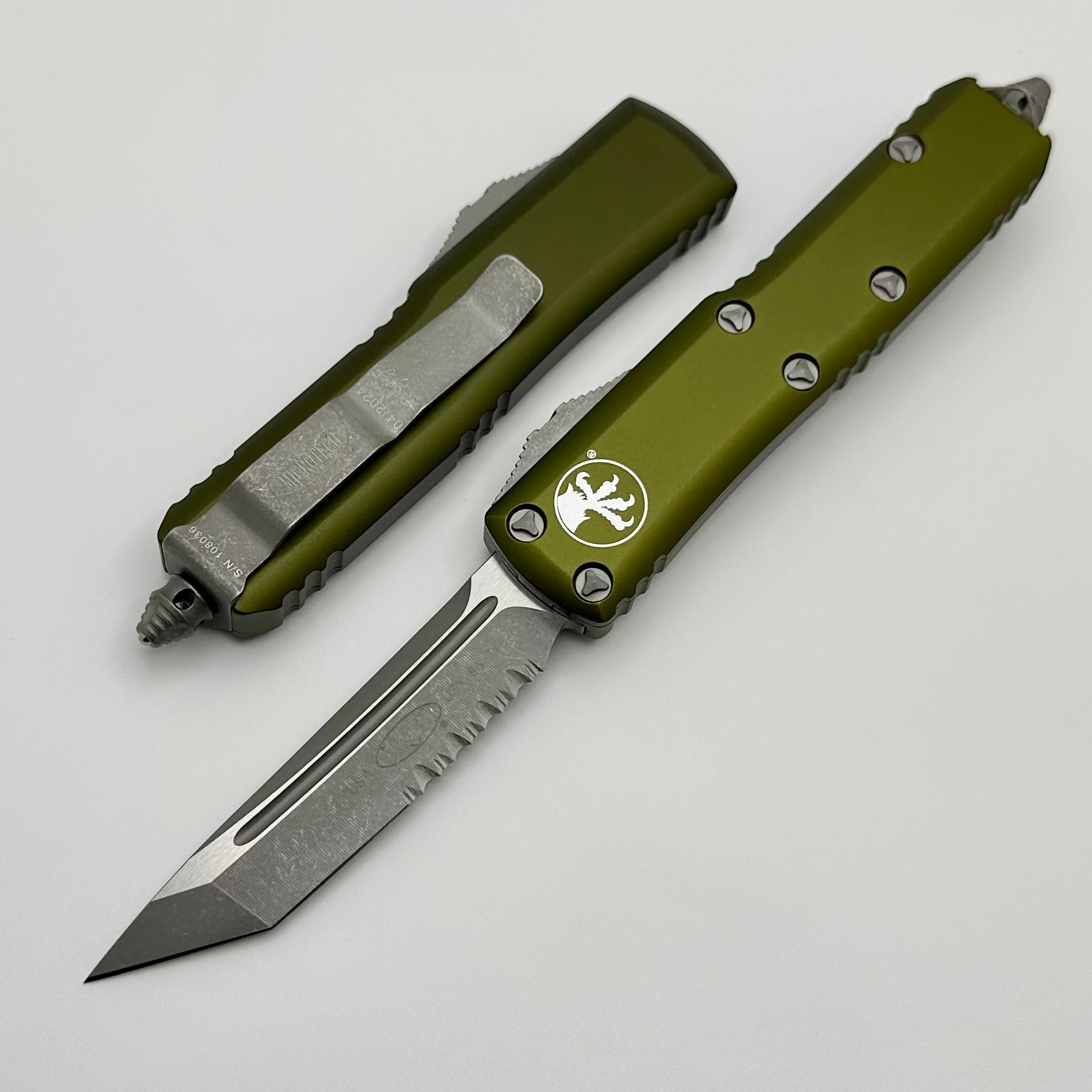 Premium Microtech UTX-85 Tanto Tactical EDC Knife - Apocalyptic Finish & OD Green