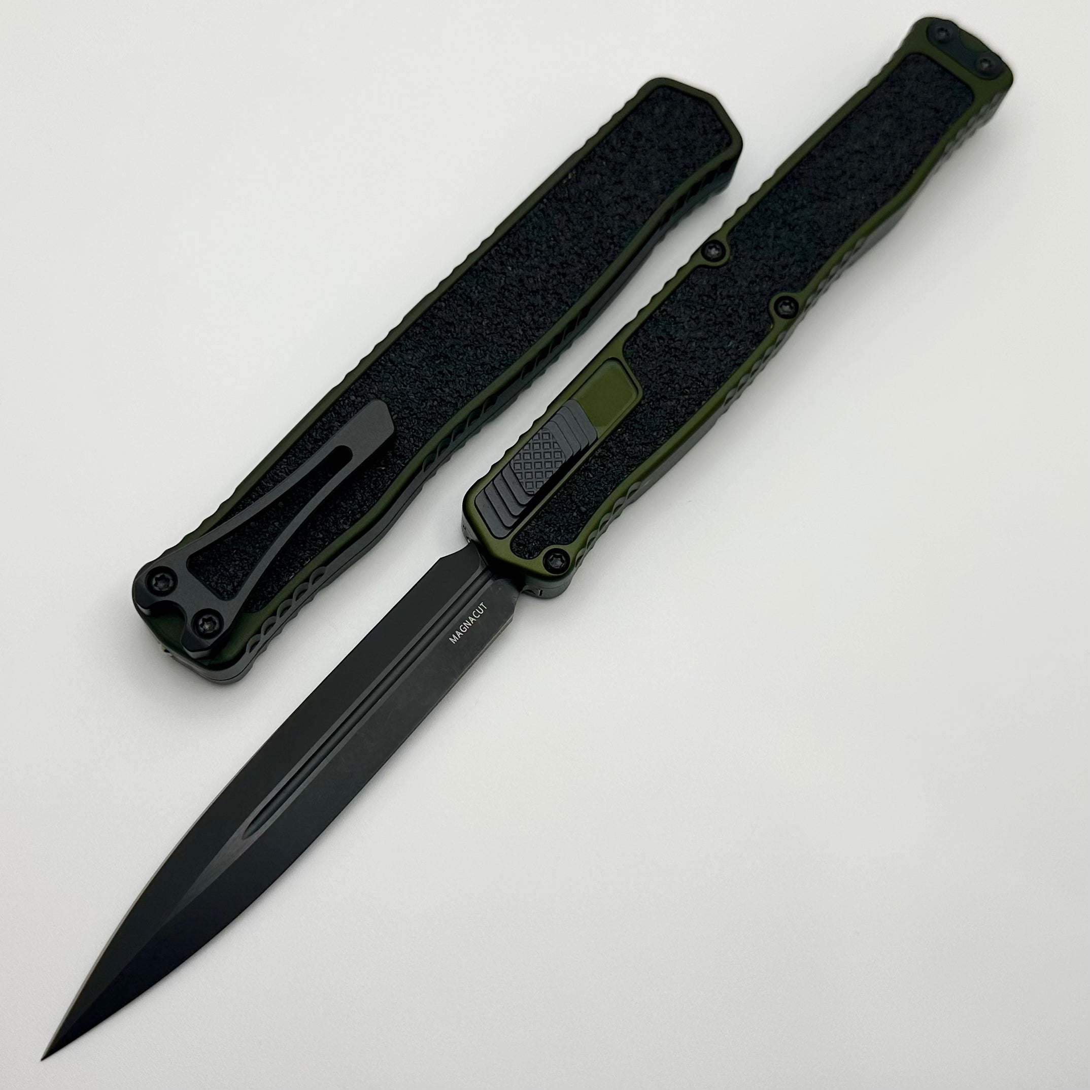 Heretic Knives Cleric II 2 OD Green & DLC Double Edge Magnacut H020-6A-GRN - Premium Tactical Folding Knife