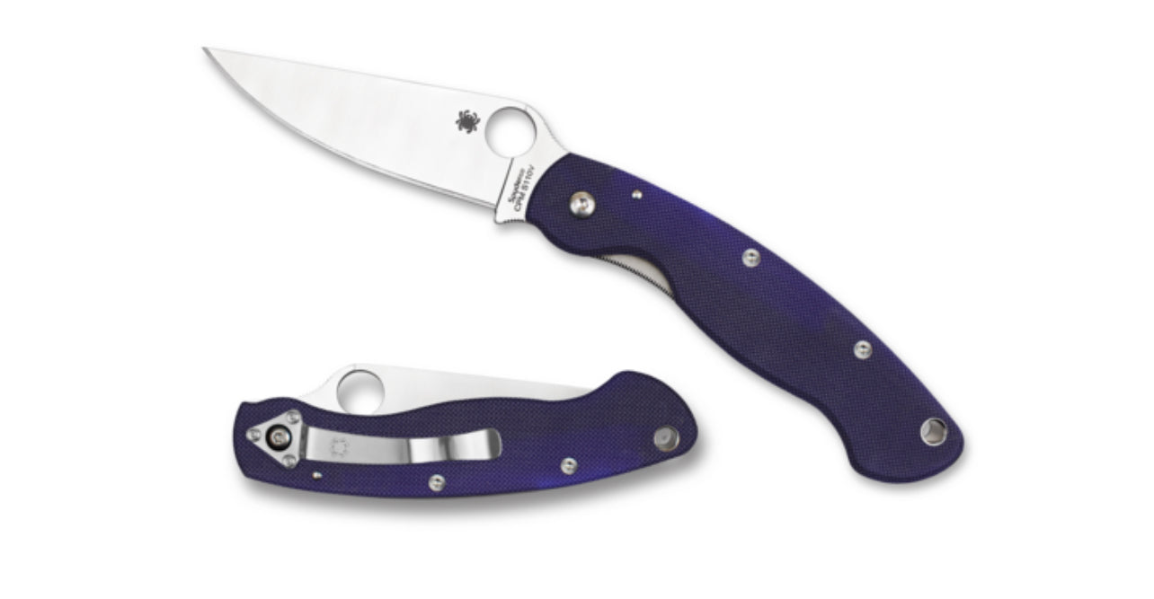 Premium Spyderco Military Knife - Dark Blue G-10 & CPM-S110V | Ultimate Tactical Blade