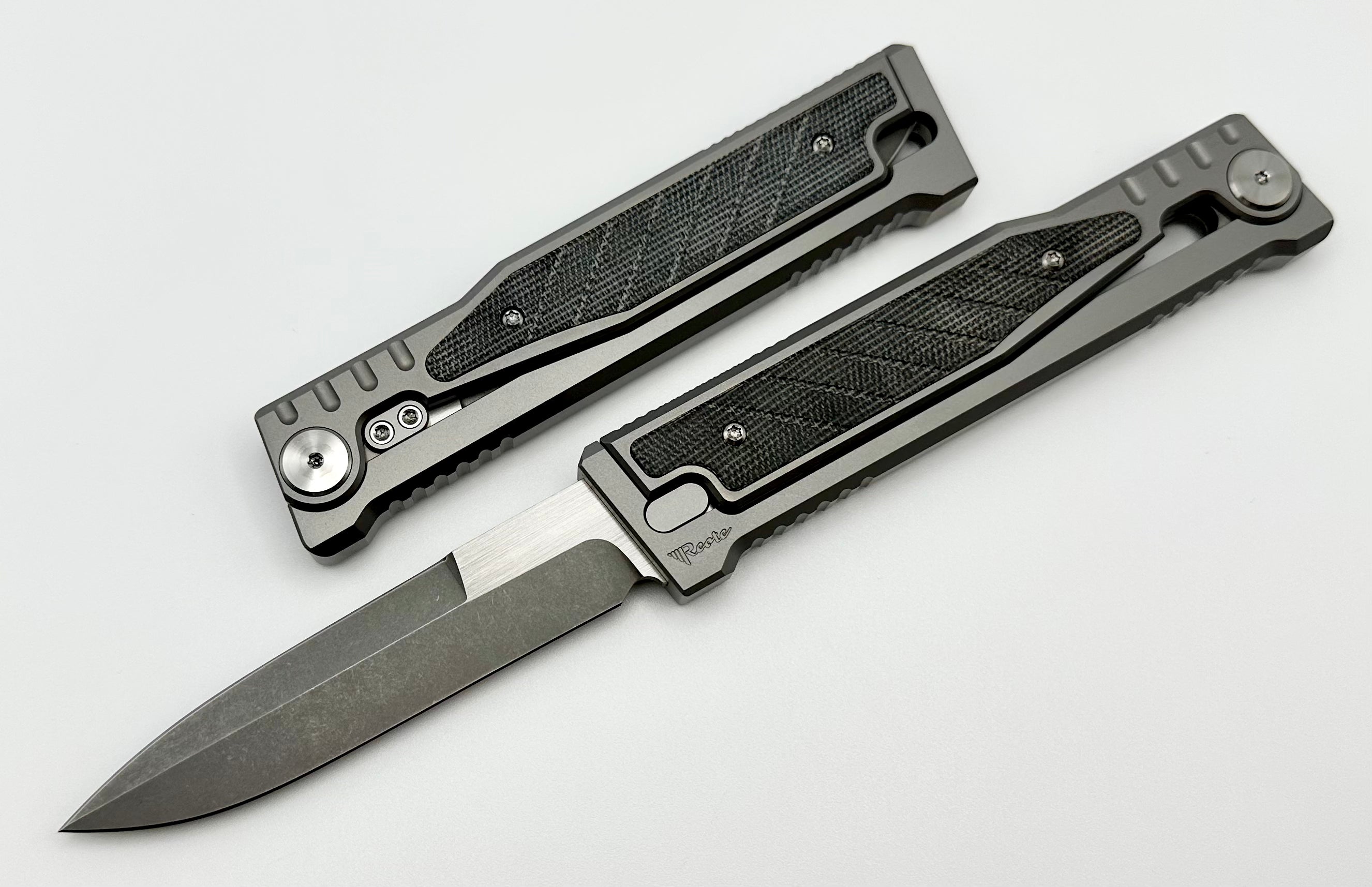 Reate EXO Premium EDC Knife - Titanium & Black Micarta Handle with CPM-3V Double Edge Blade