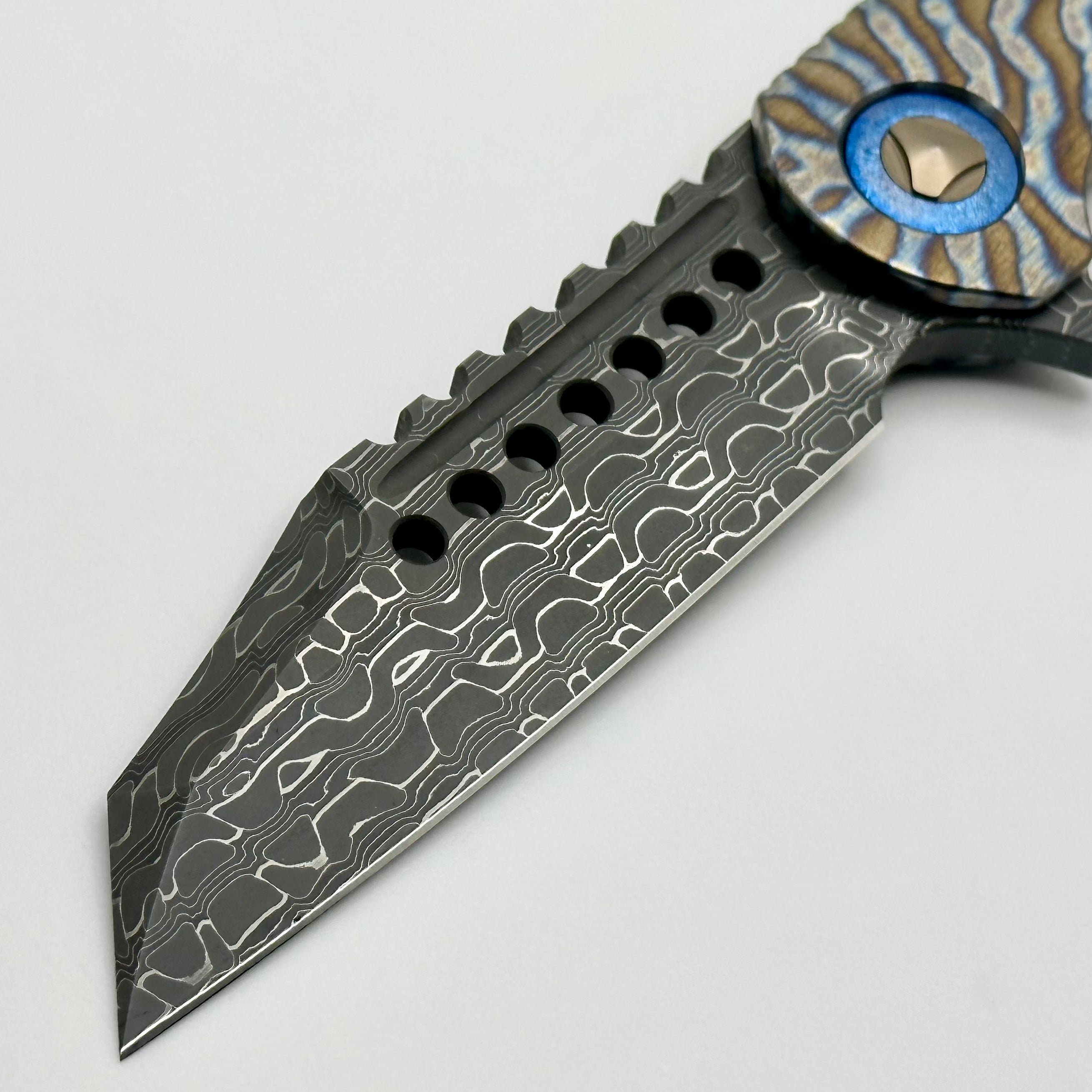 Premium Marfione Warhound Titanium Custom Knife - Vegas Forge Damascus Blade