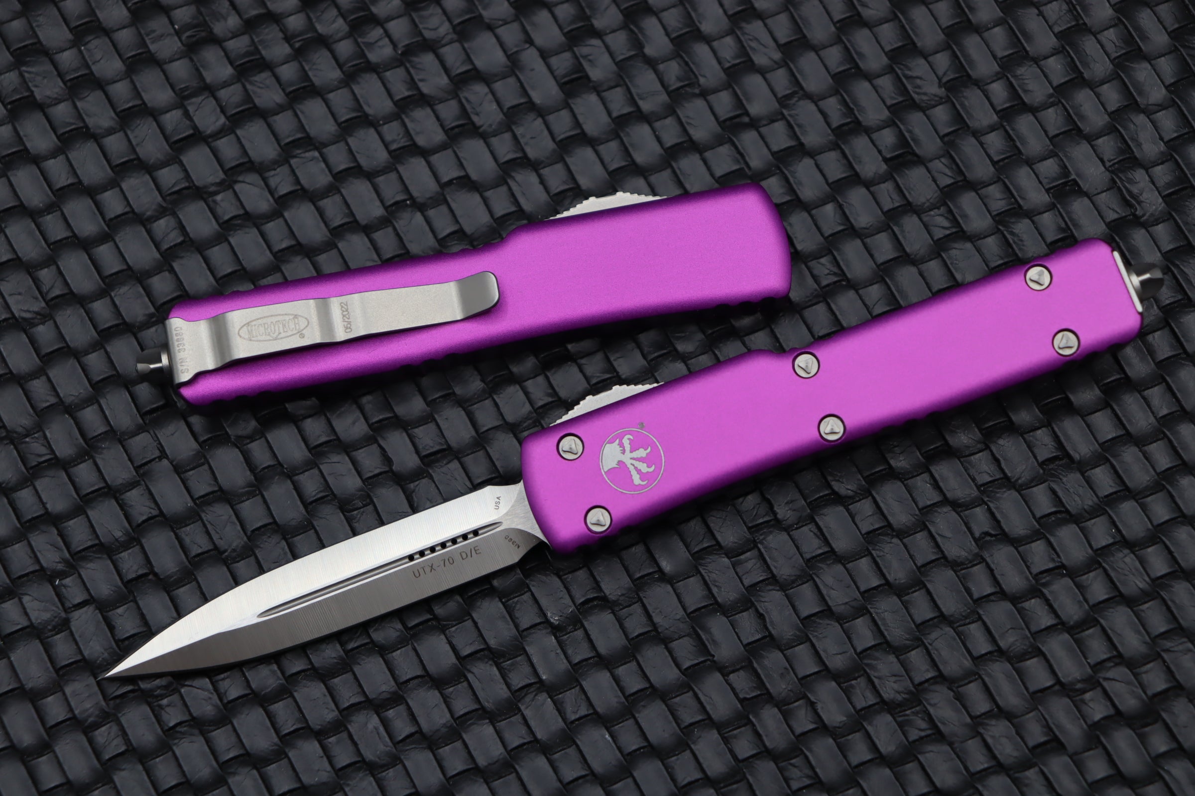 Microtech UTX-70 Double Edge Satin Violet – Compact Premium EDC Knife