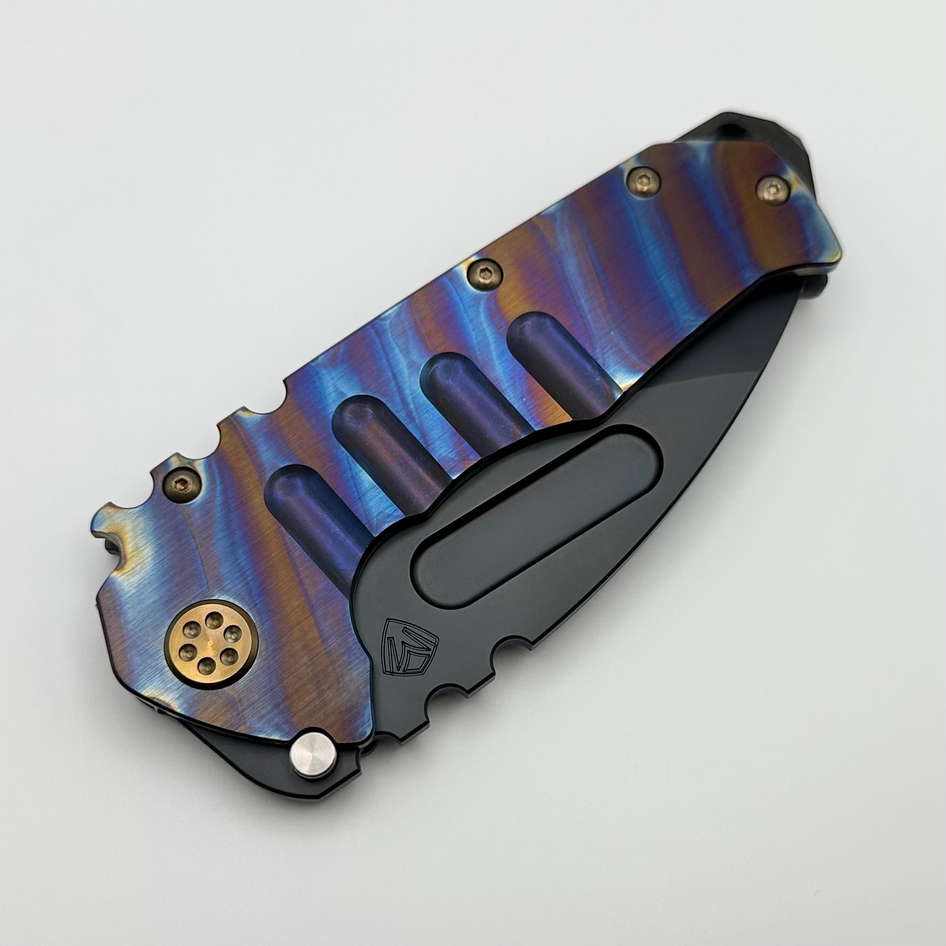 Medford Knife Praetorian T: Premium Drop Point Blade with DLC Coating & Flame Stripes Design