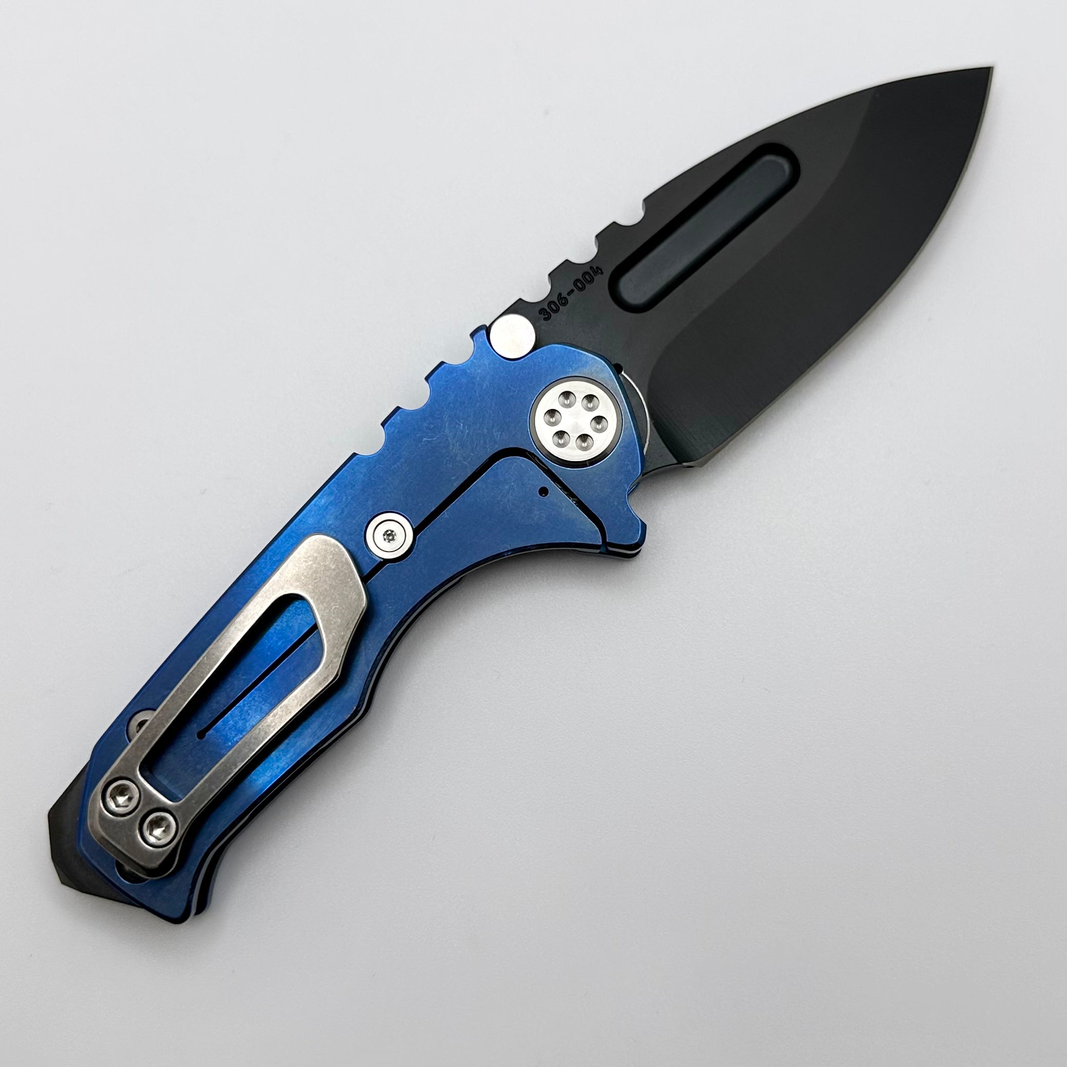 Premium Medford Micro Praetorian T - Compact Tactical Knife with PVD S35 Drop Point & Tumbled Blue Handles