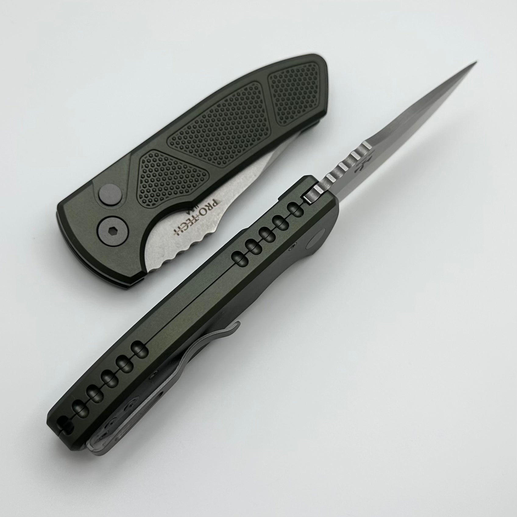 Pro-Tech Ultimate SBR Rockeye Knife - Green Aluminum Handle & Stonewash S35 Blade