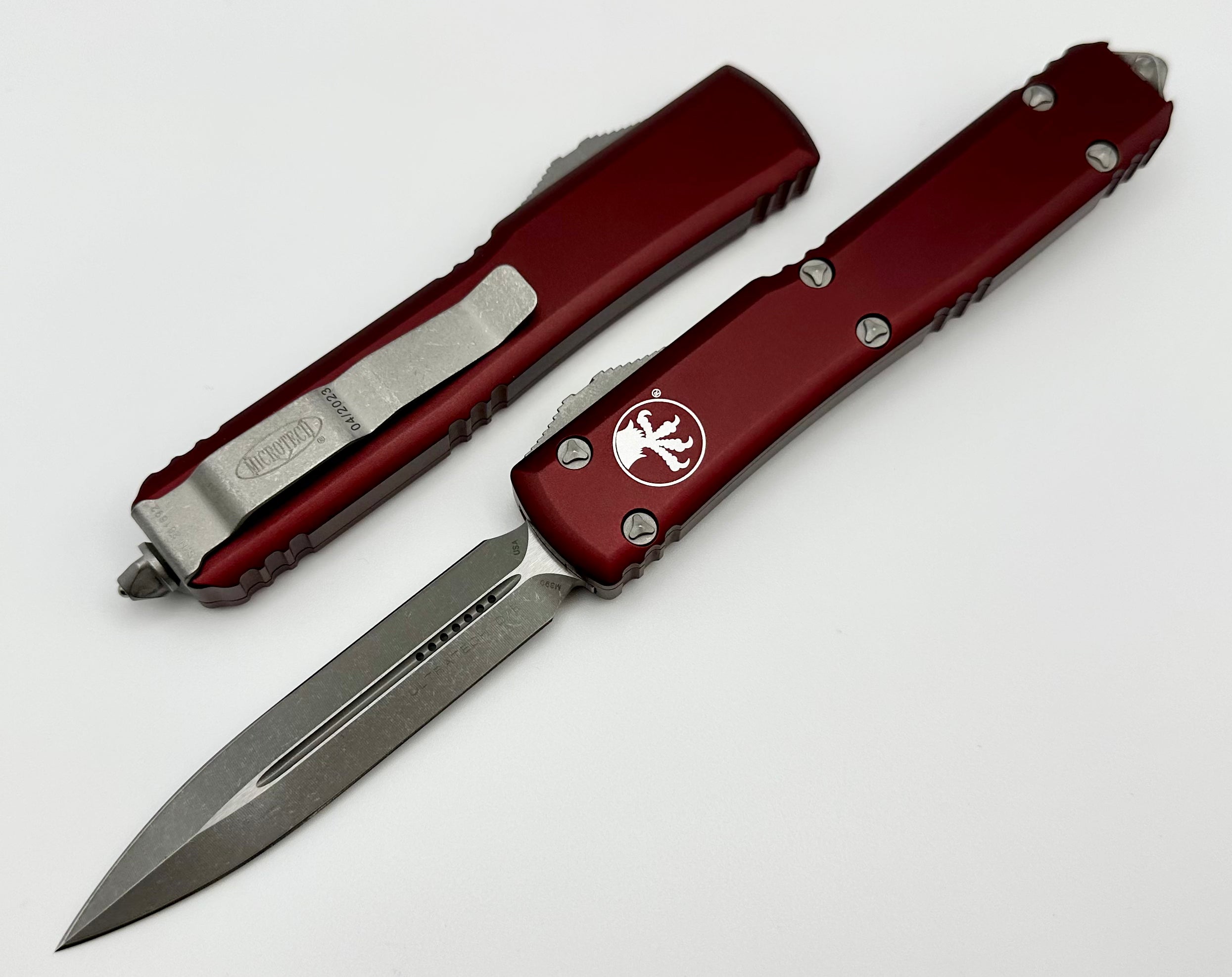 Premium Microtech Ultratech Apocalyptic Double Edge Knife - Merlot Edition