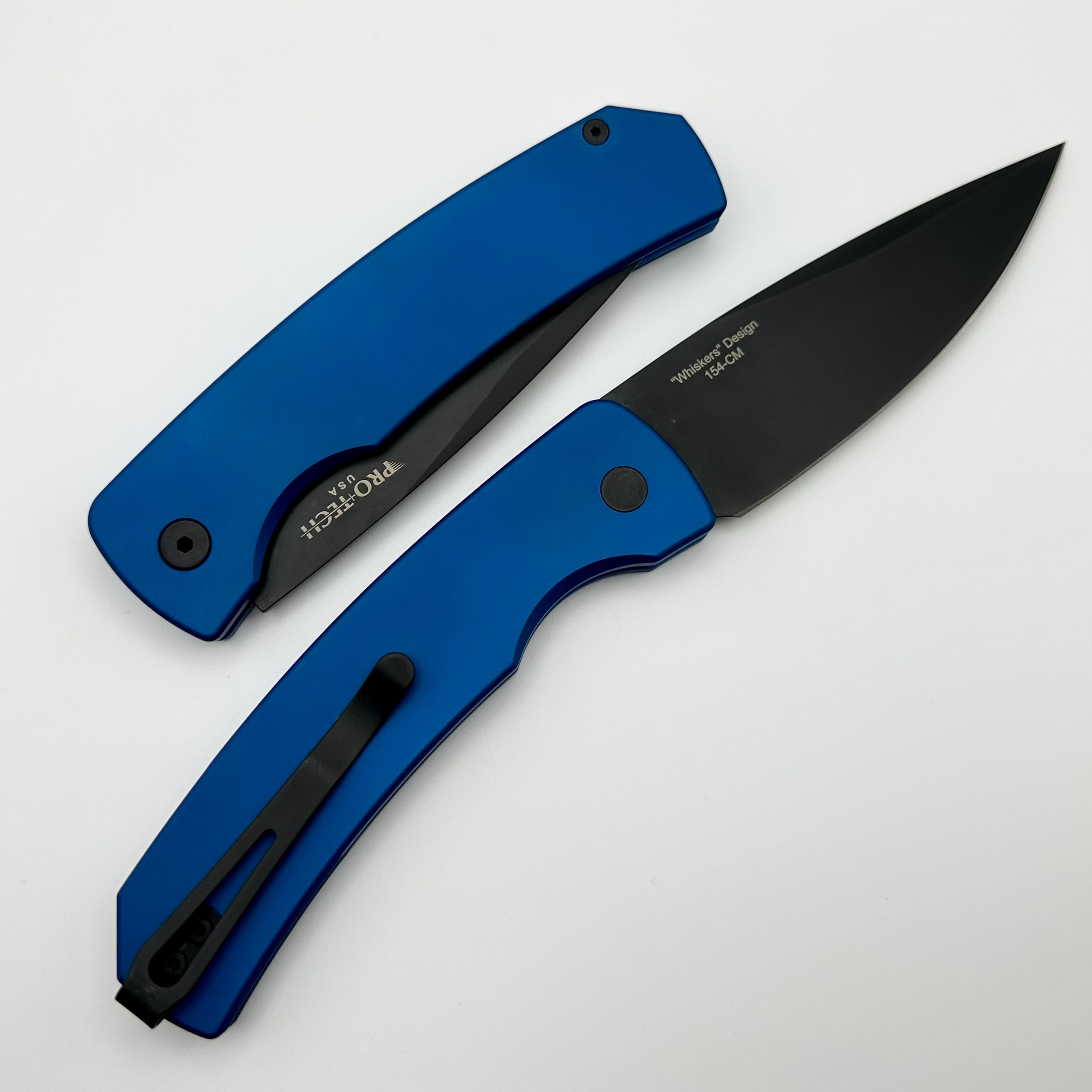 Pro-Tech Magic 2 Whiskers - Premium DLC Coated 154-CM Blade with Blue Aluminum Handle