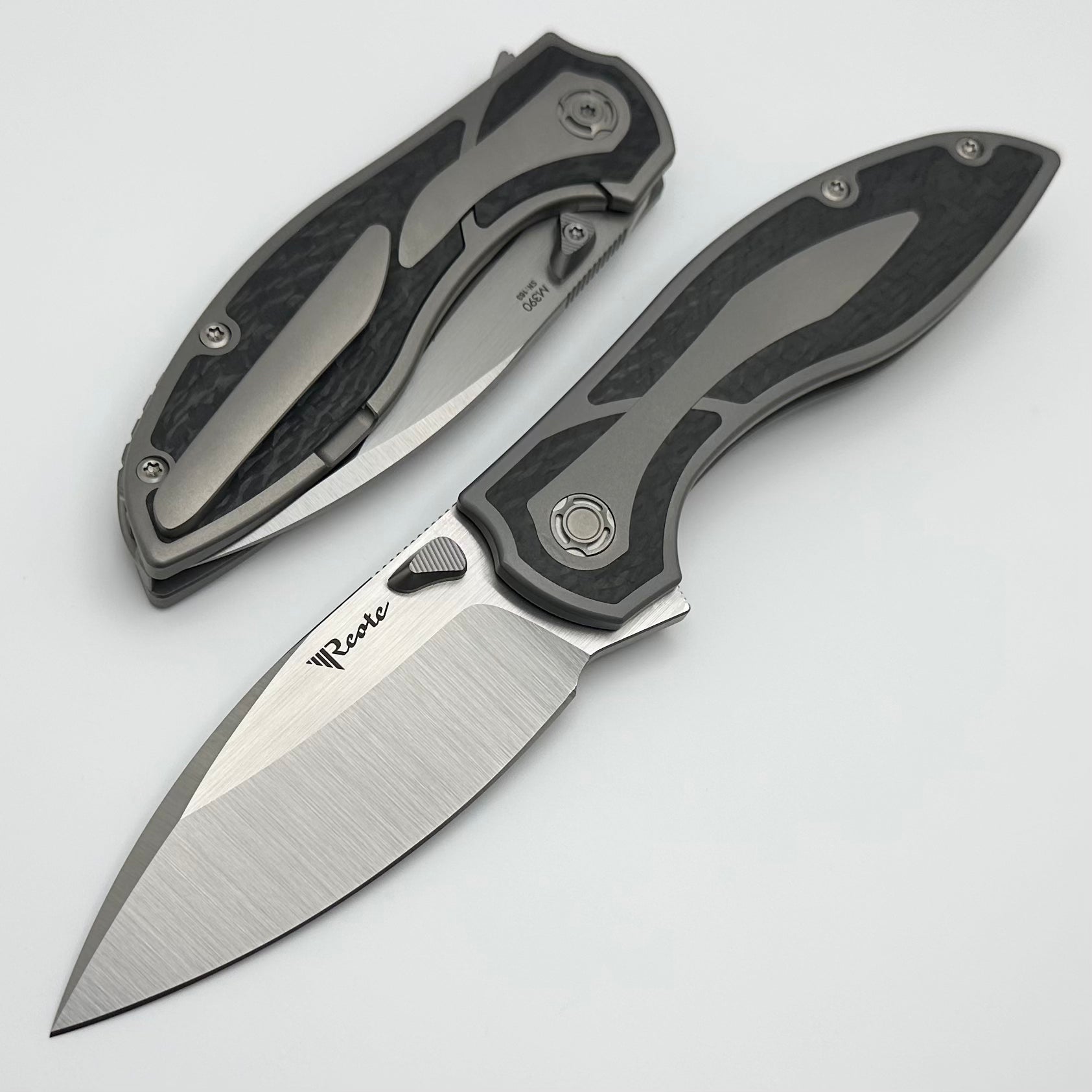 Reate Knives Iron-X Ultimate EDC: Titanium & Carbon Fiber Handle with Satin M390 Blade