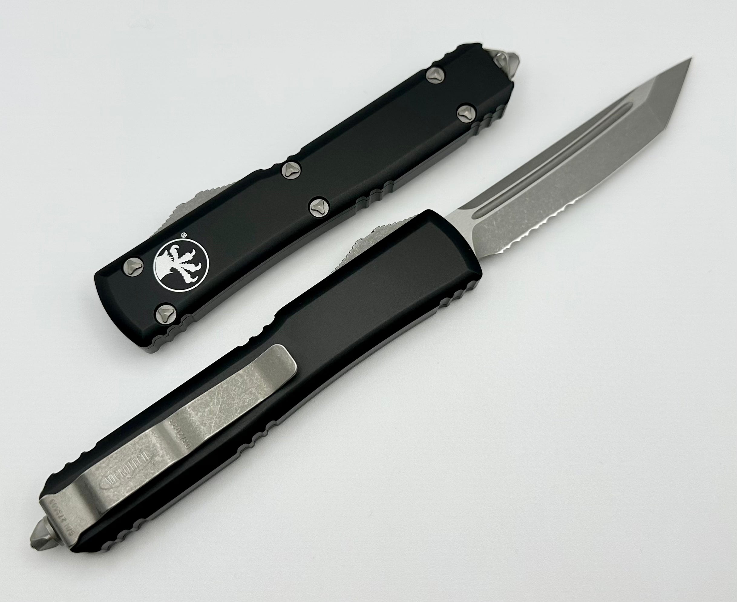 Premium Microtech Ultratech Tanto Apocalyptic Knife - Black & Partial Serrated Edge