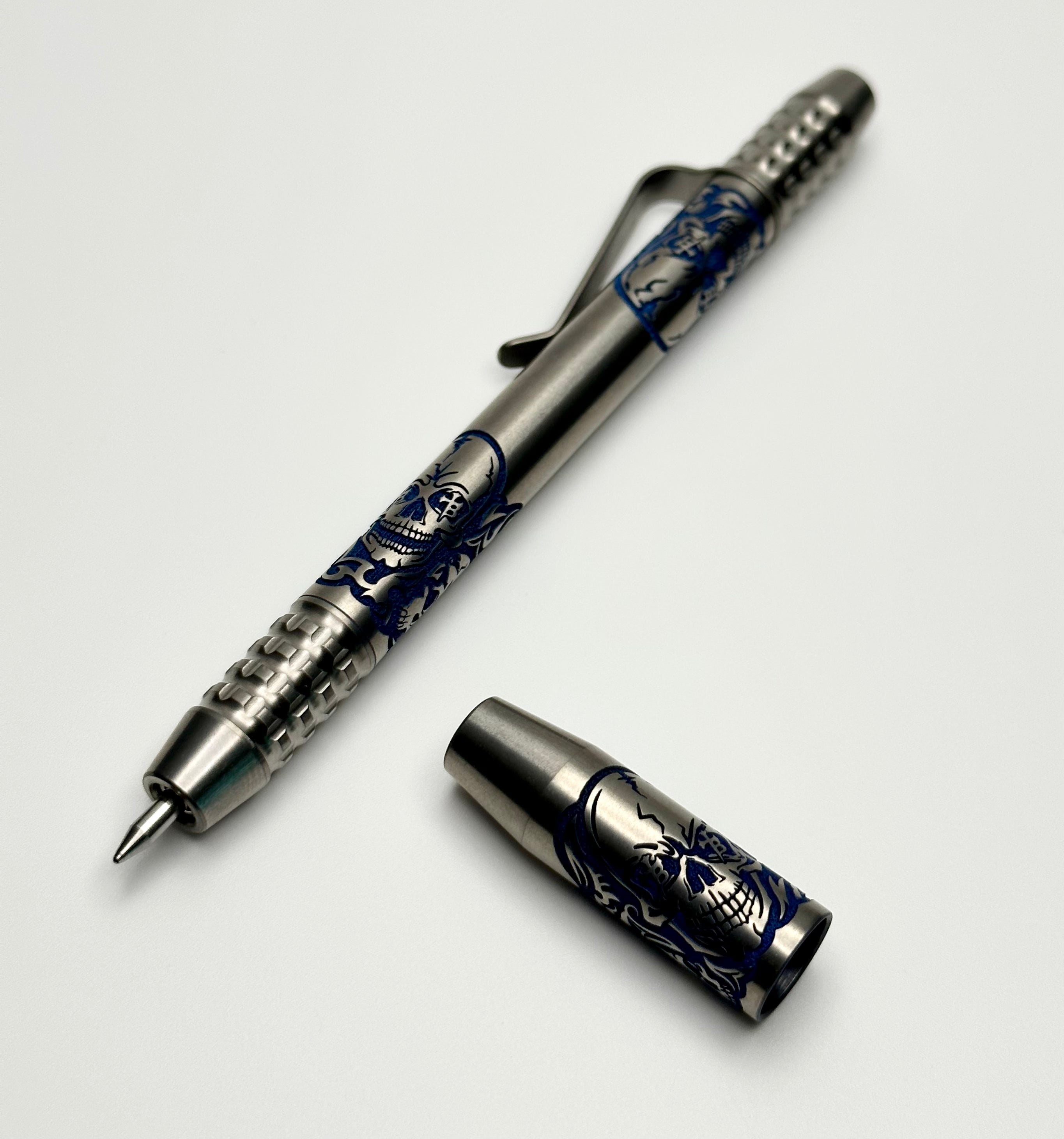 Borka Ti2Design TechLiner Grid Skulls Burnished Shorty 5 Pen - Premium Titanium Writing Tool
