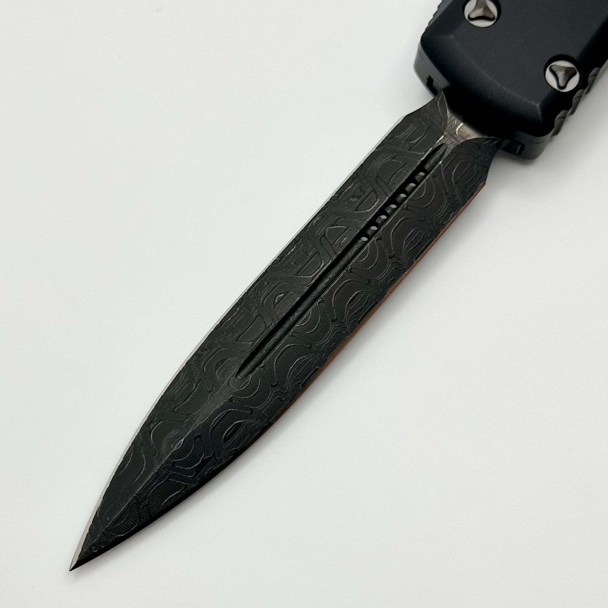 Microtech Ultratech Premium DLC Damascus Double Edge Shadow Series - Ultimate Tactical Knife