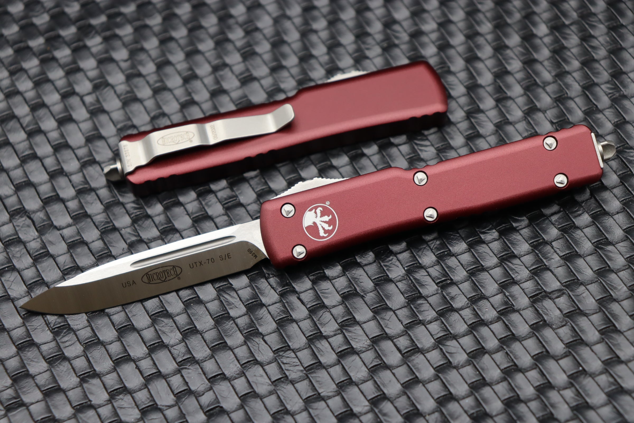 Premium Microtech UTX-70 Compact Tactical Knife - Satin & Merlot Edition