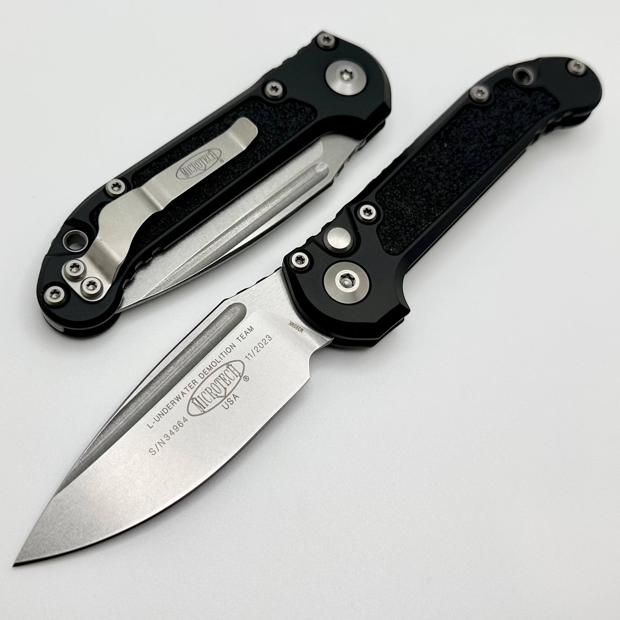 Microtech LUDT Gen III Premium Tactical Knife - Stonewash Drop Point with Black Handle