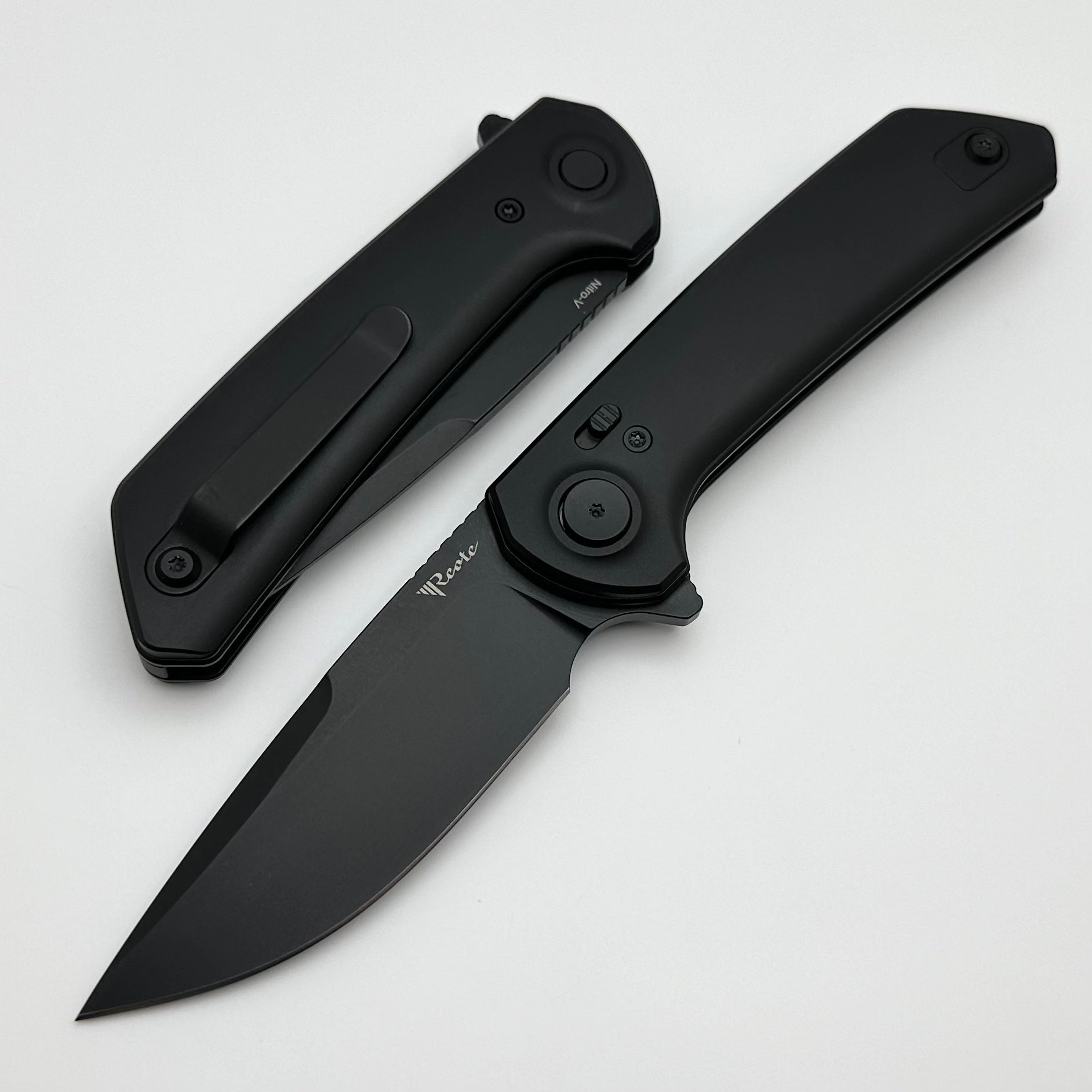 Reate Knives PL-XF Premium Black Aluminum Folding Knife with PVD Nitro-V Blade