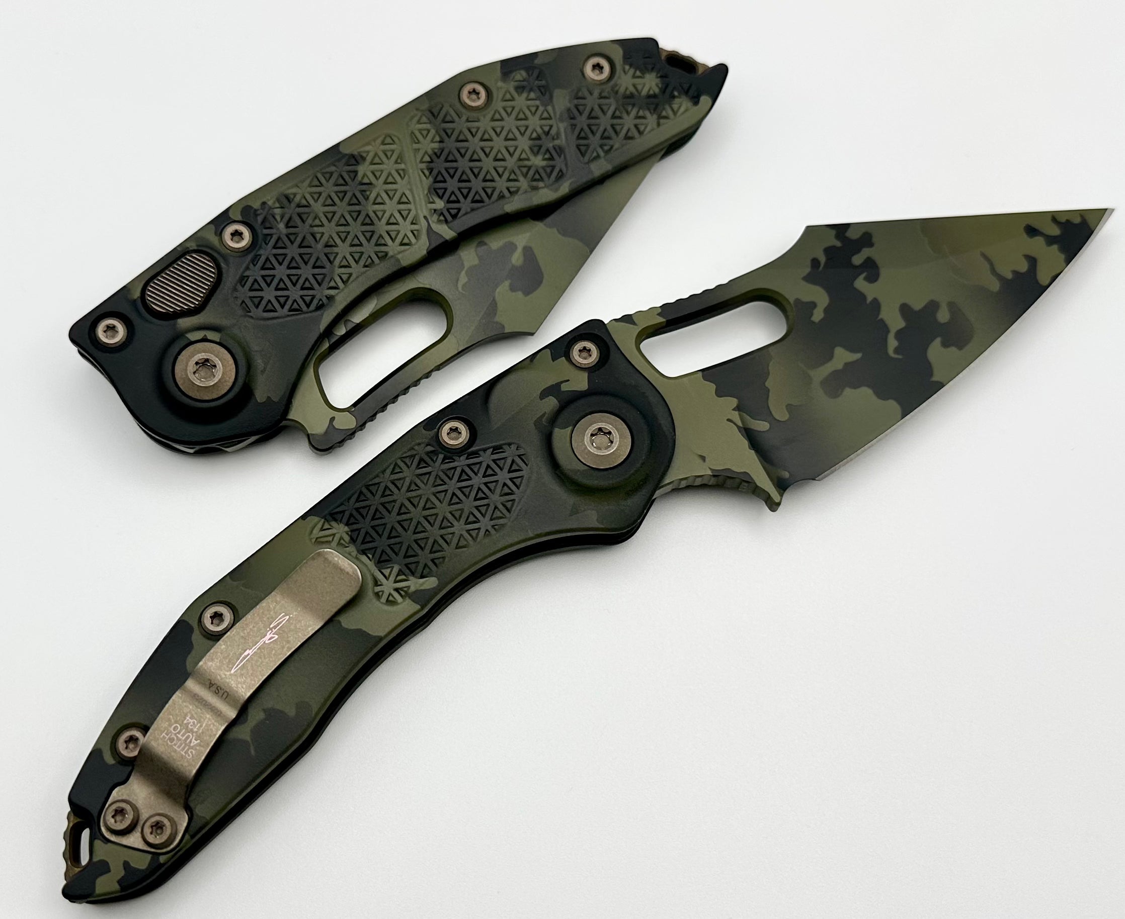 Premium Microtech Borka Stitch Olive Camo Knife - Limited Edition